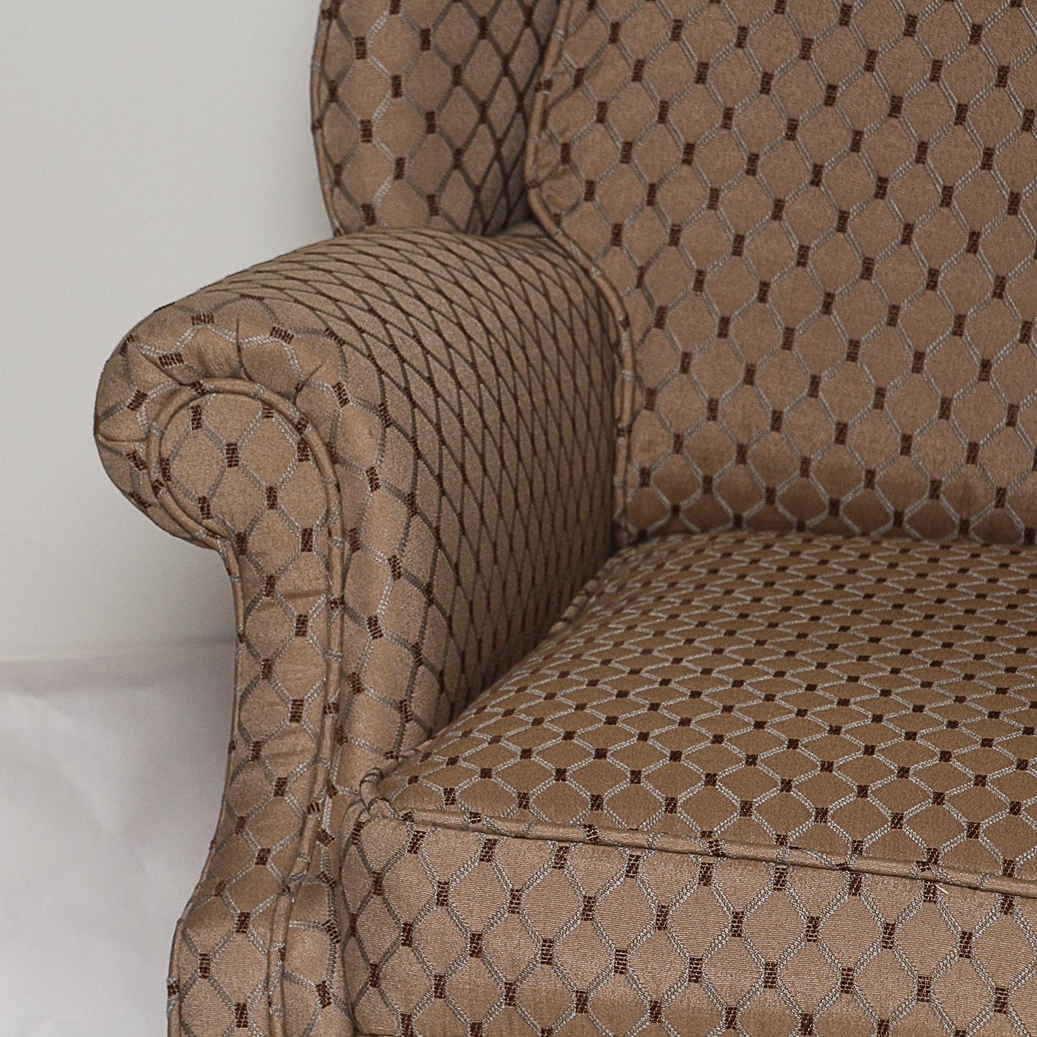 Chippendale Style Custom Upholstered Wingback Armchair and Ottoman by J & D