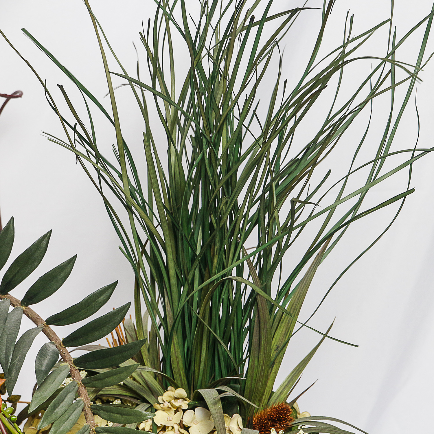 Artificial Floral Arrangements with Metal Boat Bowl Centerpiece