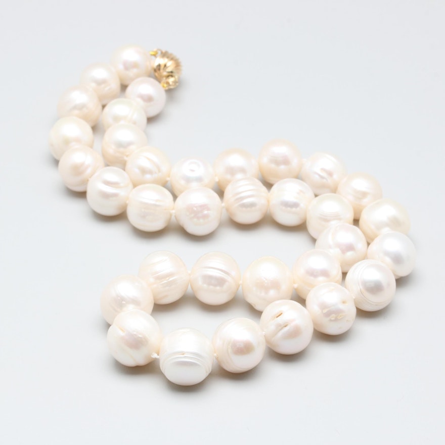 14K Yellow Gold Cultured Pearl Necklace