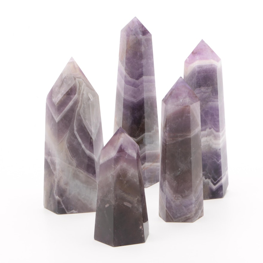 Cut Amethyst Obelisks