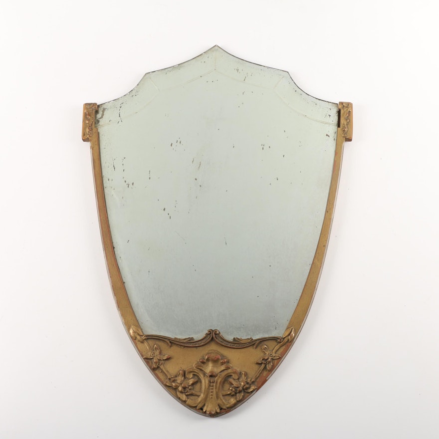 Vintage Gilt Gesso Shield Accent Mirror