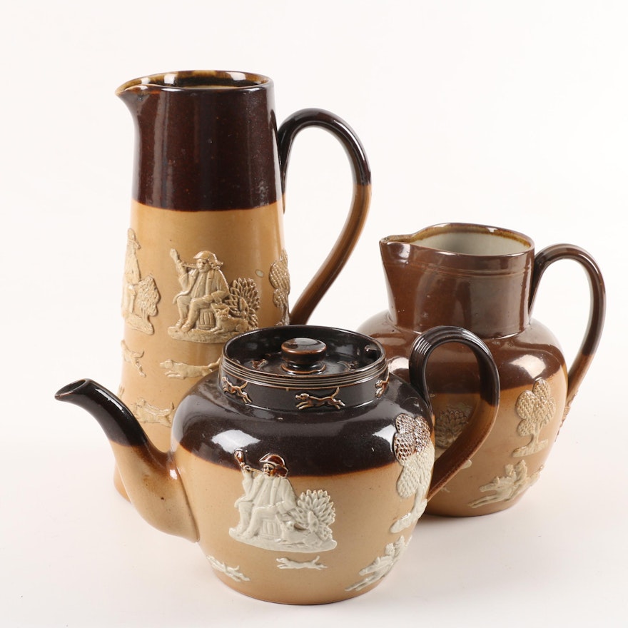 Royal Doulton Salt Glazed Stoneware Jugs and Teapot ca. 1902-22