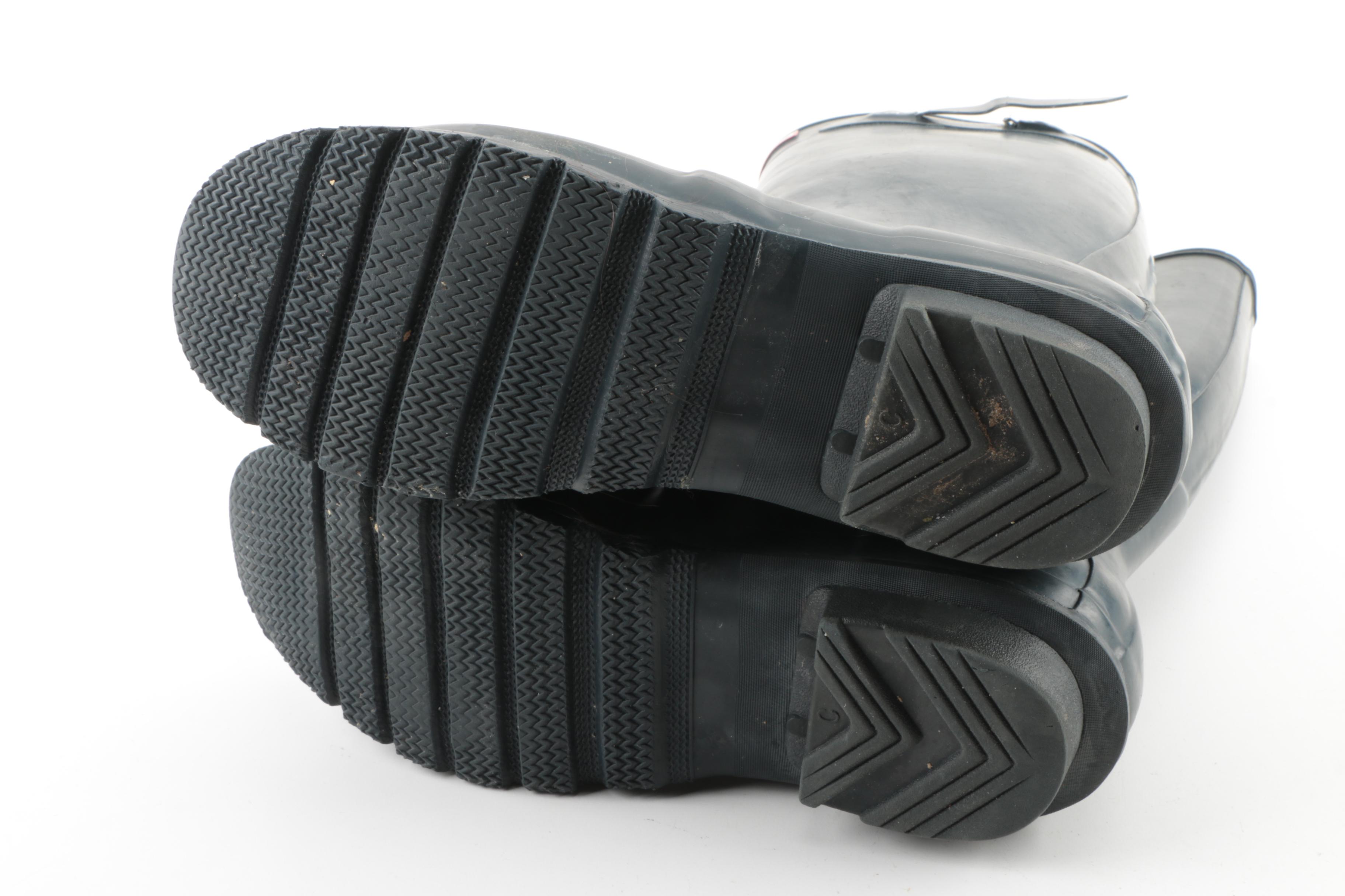 Hunter Navy Blue Original Tall Rain Boots with Boot Socks