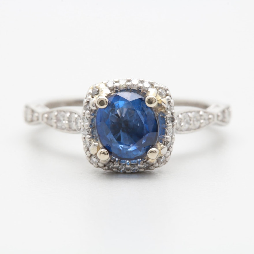 Tacori Platinum Blue Sapphire and Diamond Ring