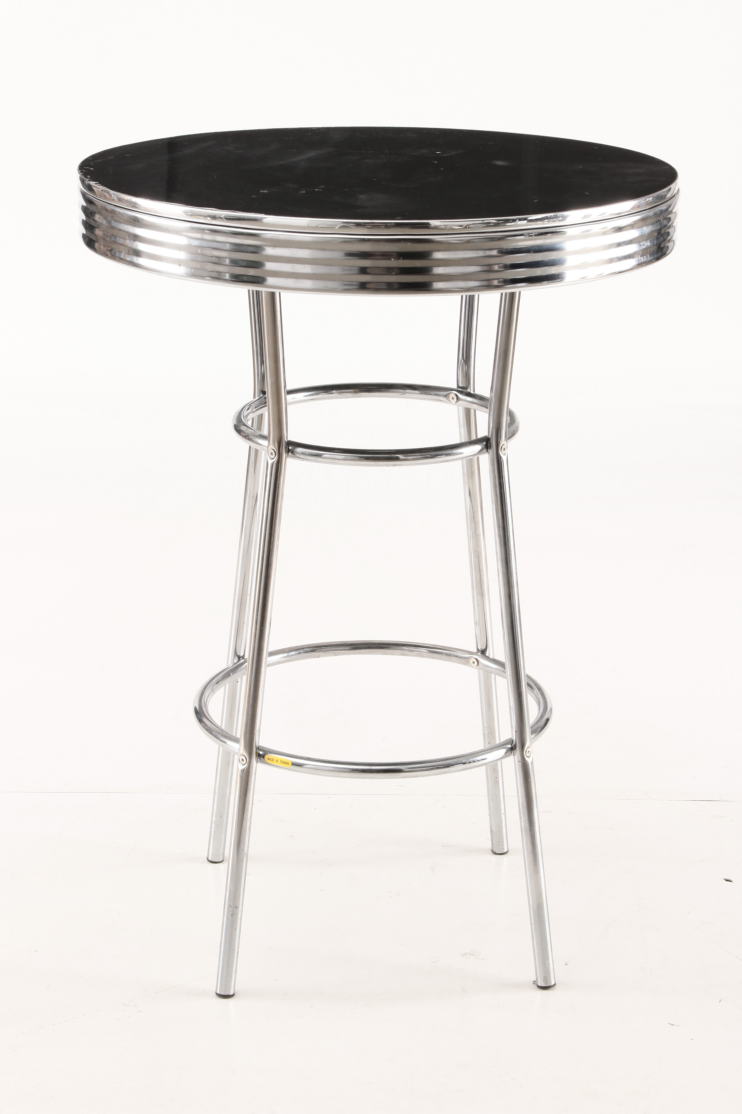 Retro Chrome High Top Table with Swivel Stools
