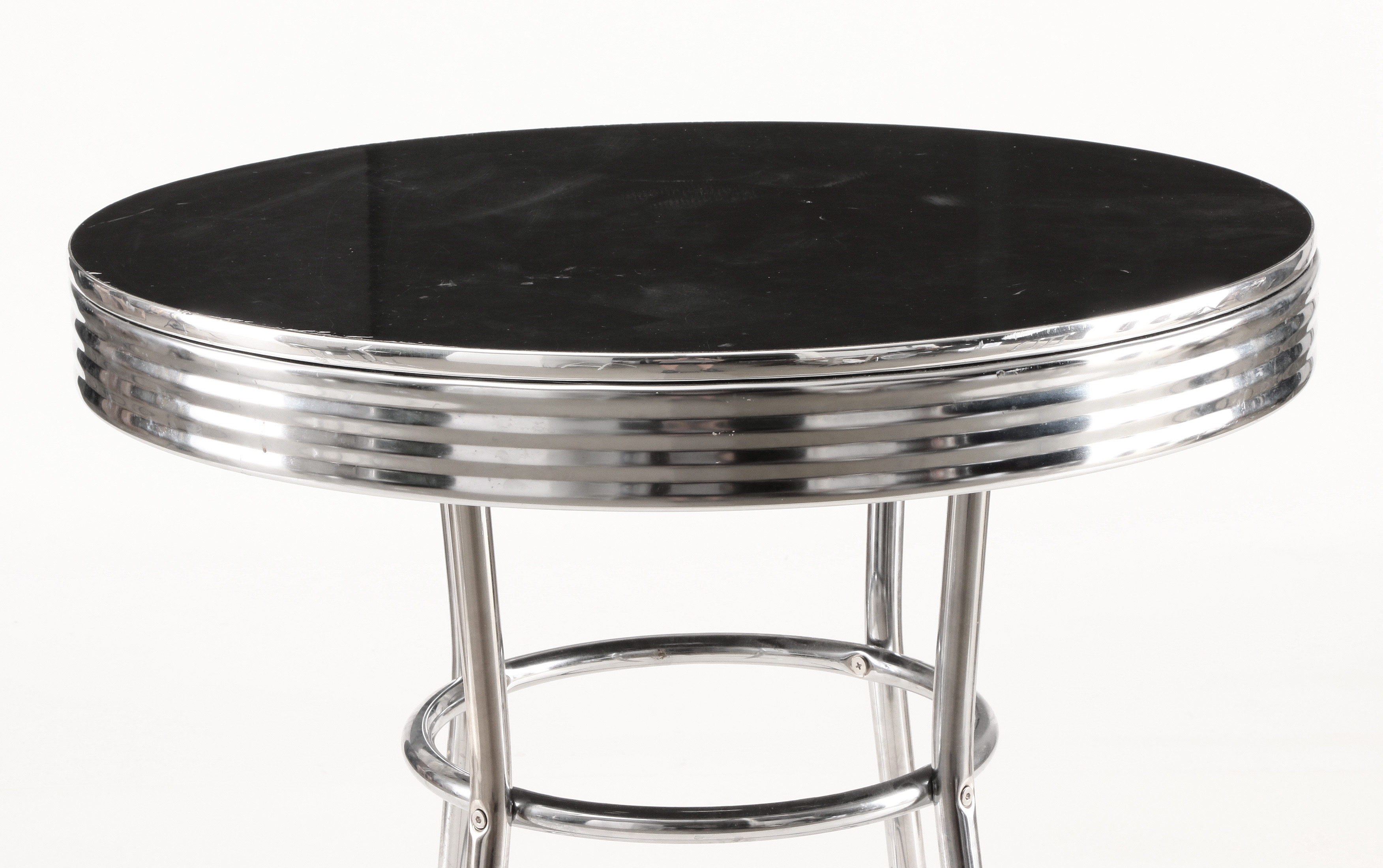 Retro Chrome High Top Table with Swivel Stools