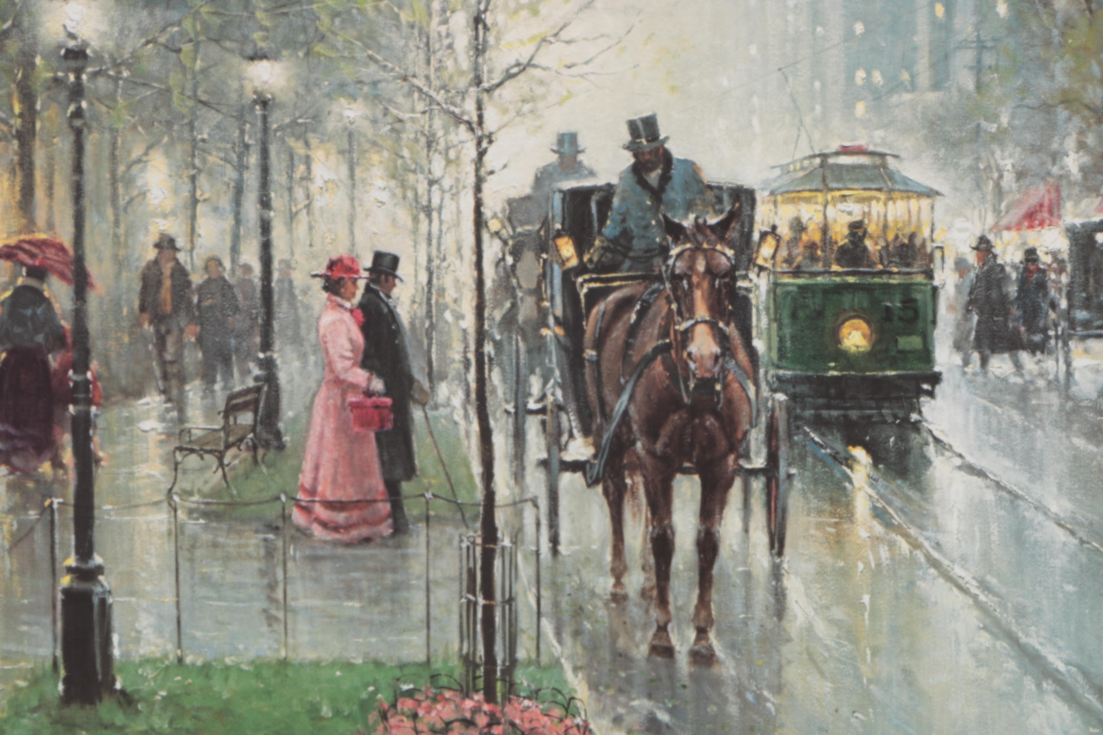 G. Harvey Offset Lithograph "Park Street Church - Boston"