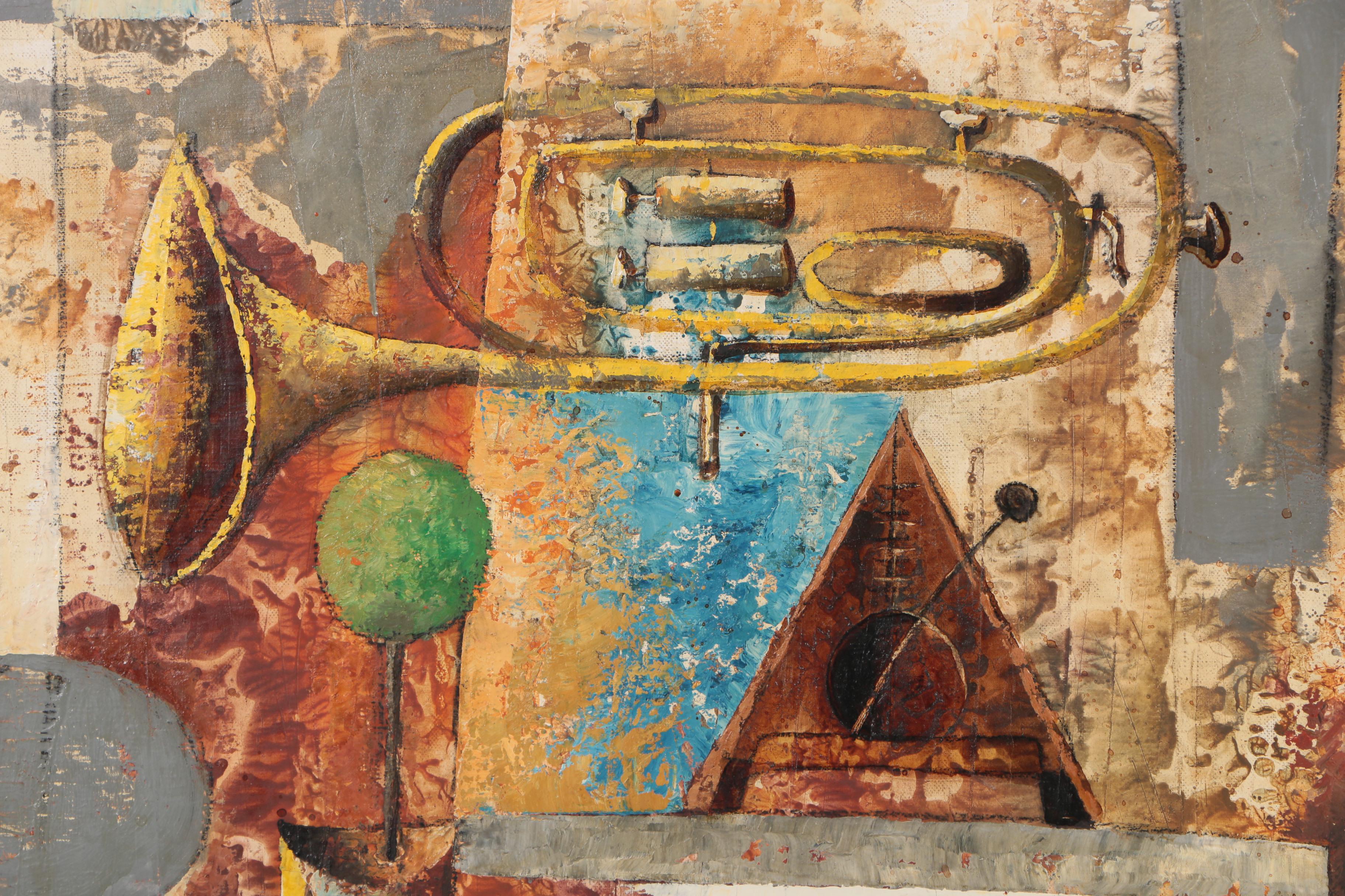 Lanayese del Rio 1970 Oil Painting "Musical Con Mandolina"