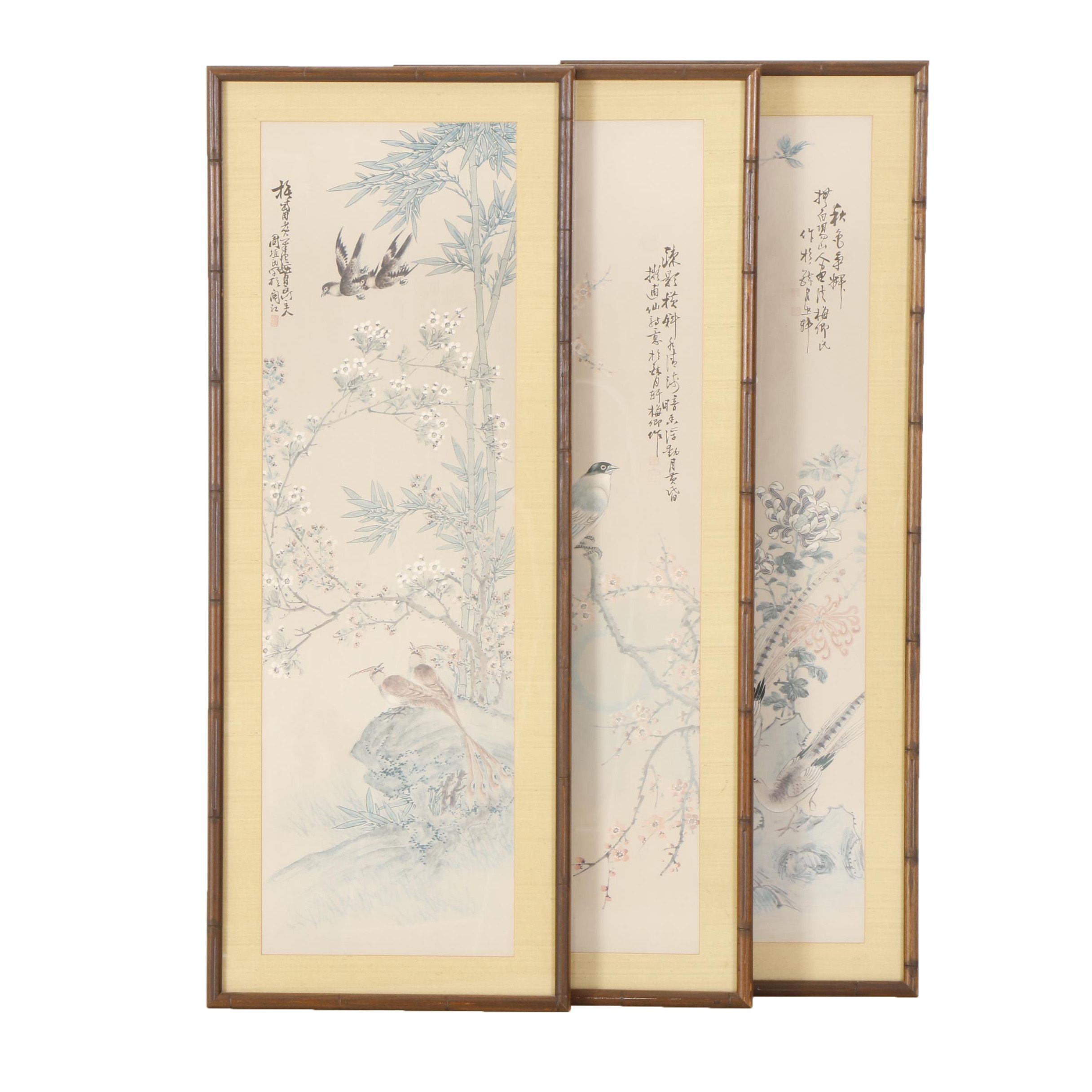 Three Offset Lithographs After Chinese Watercolor Paintings