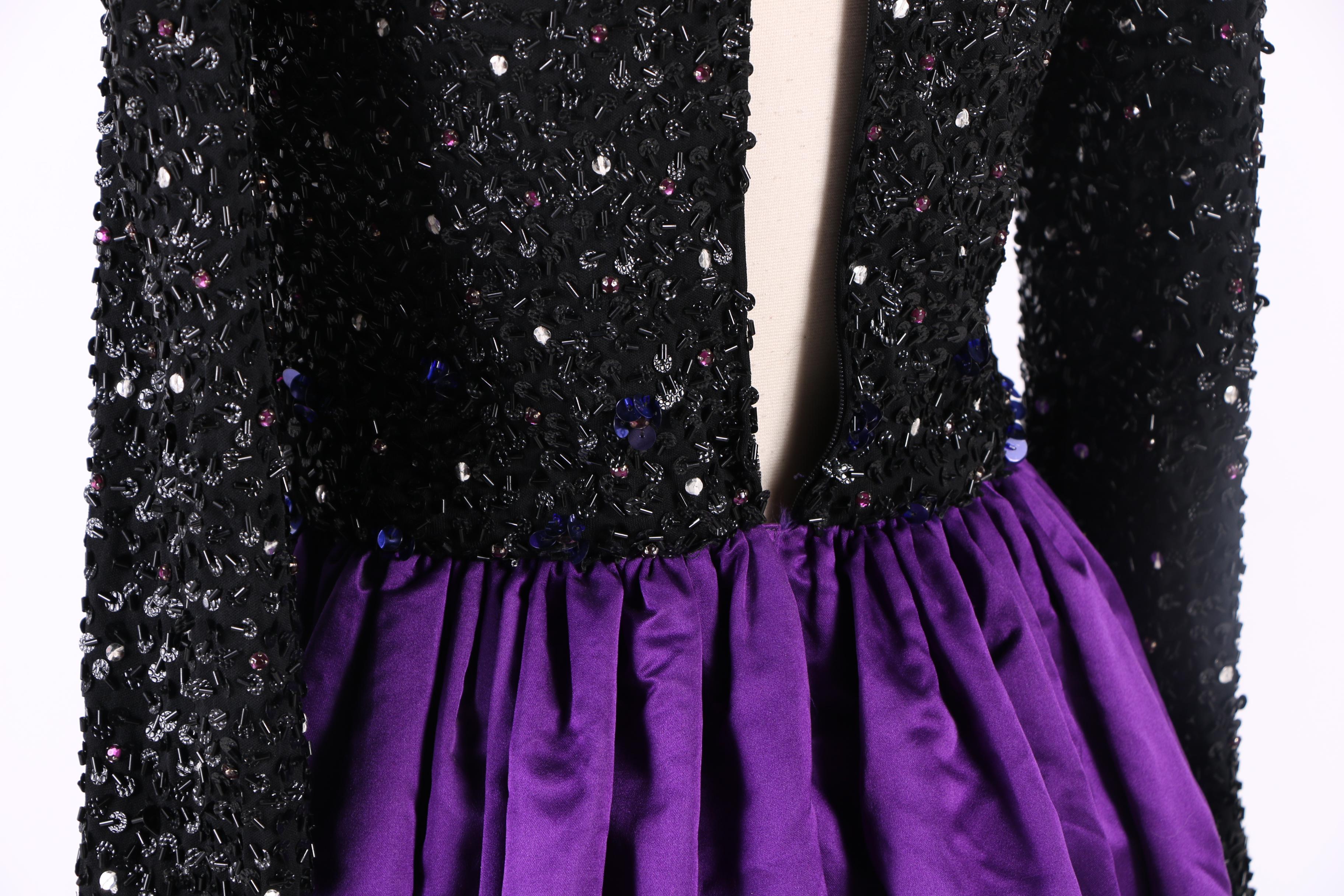 1970s Anthony Muto Silk Chiffon Dress and Victoria Royal Sequined Evening Gown