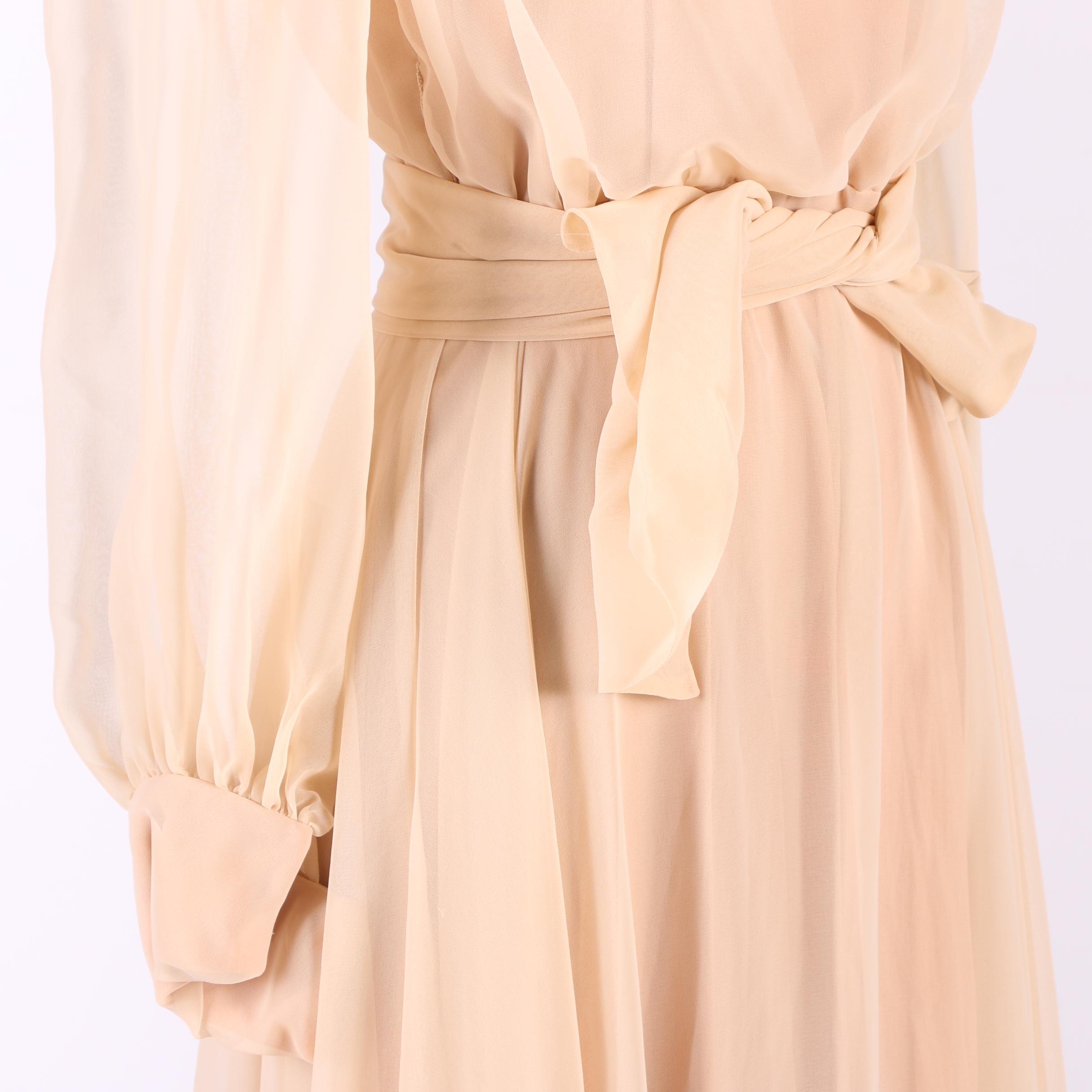 1970s Anthony Muto Silk Chiffon Dress and Victoria Royal Sequined Evening Gown