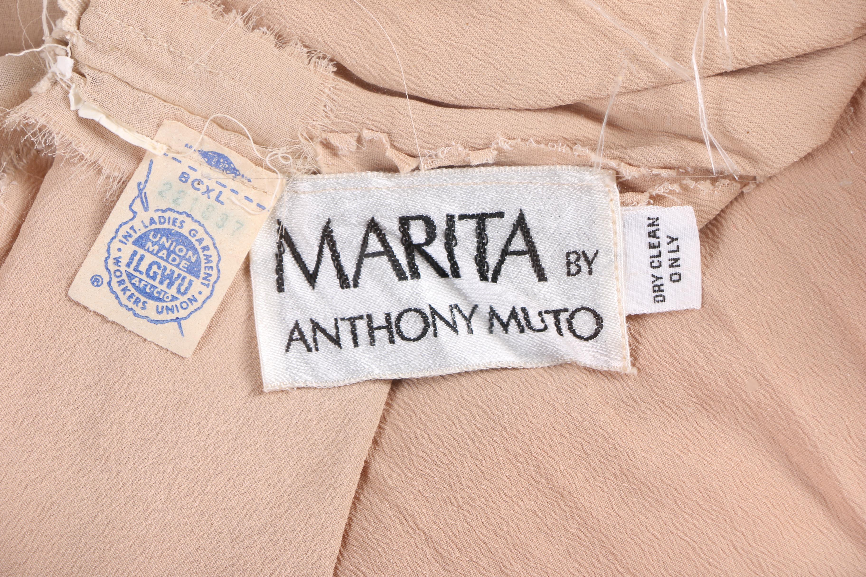 1970s Anthony Muto Silk Chiffon Dress and Victoria Royal Sequined Evening Gown