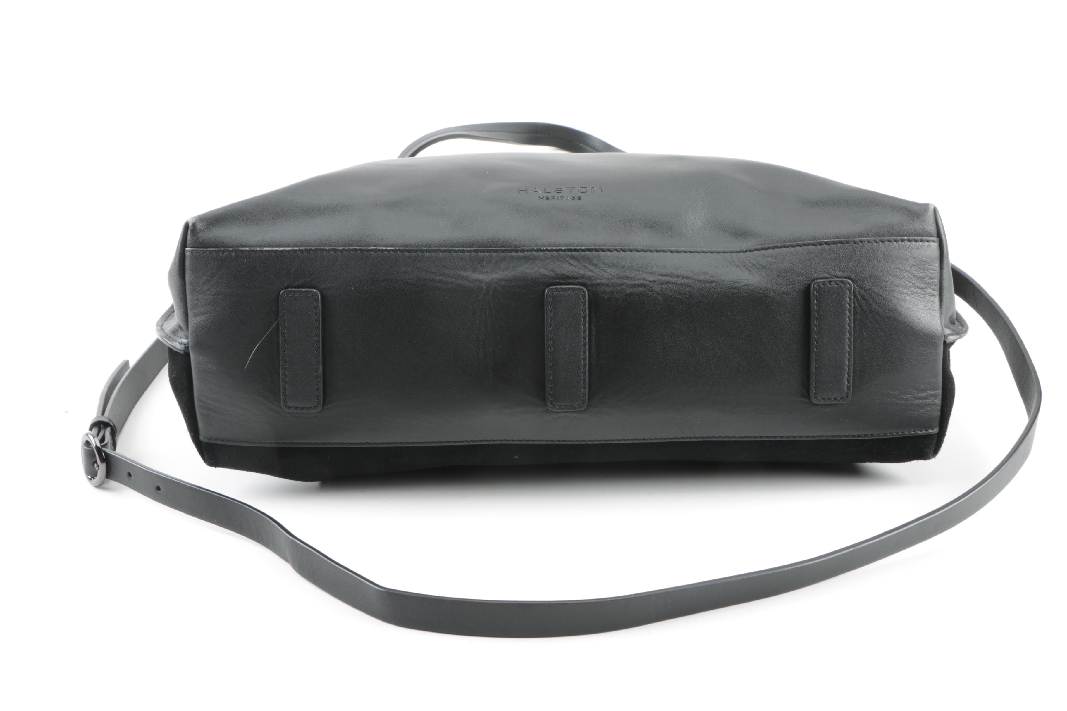 Halston Heritage Black Leather and Suede Tote Bag