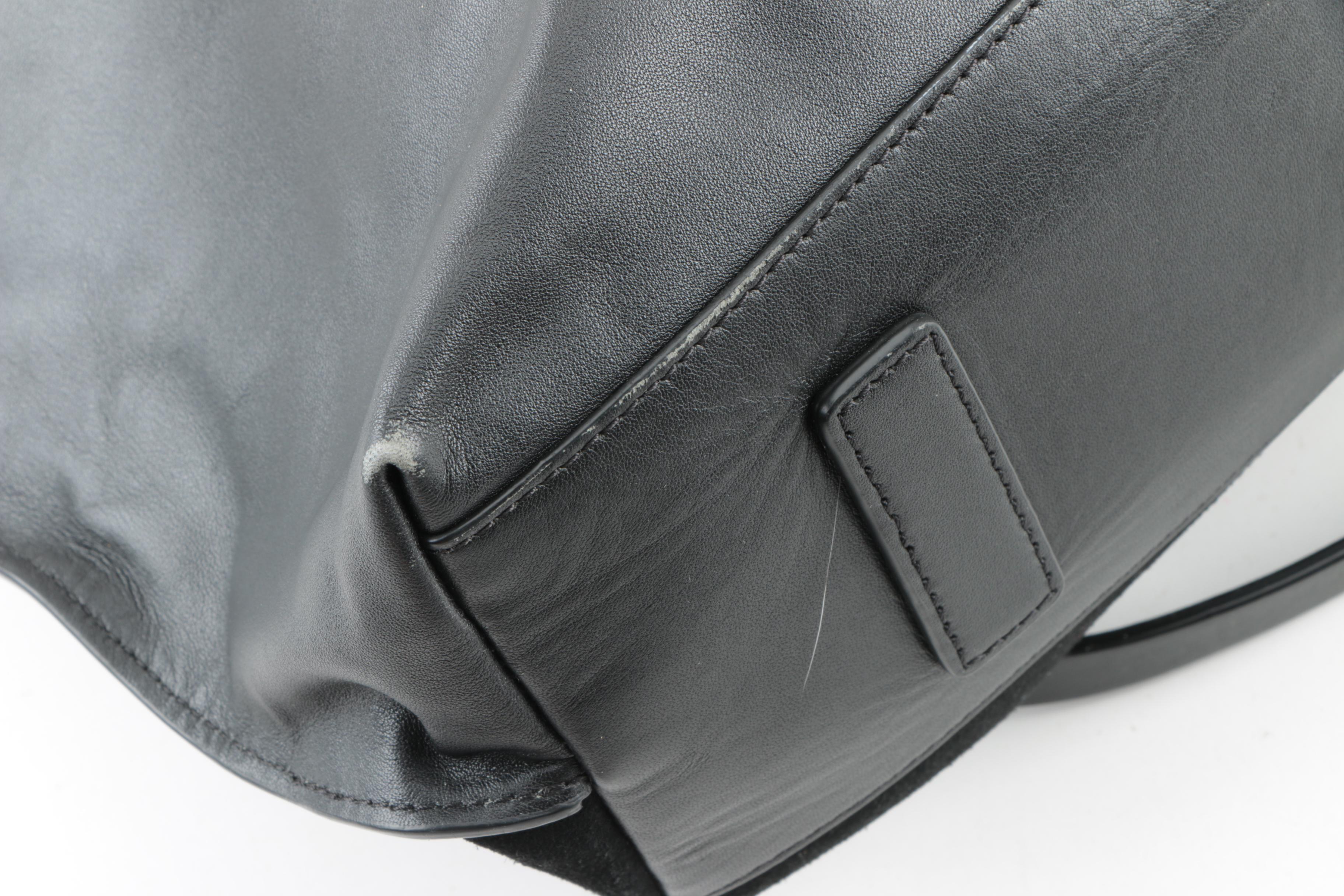 Halston Heritage Black Leather and Suede Tote Bag