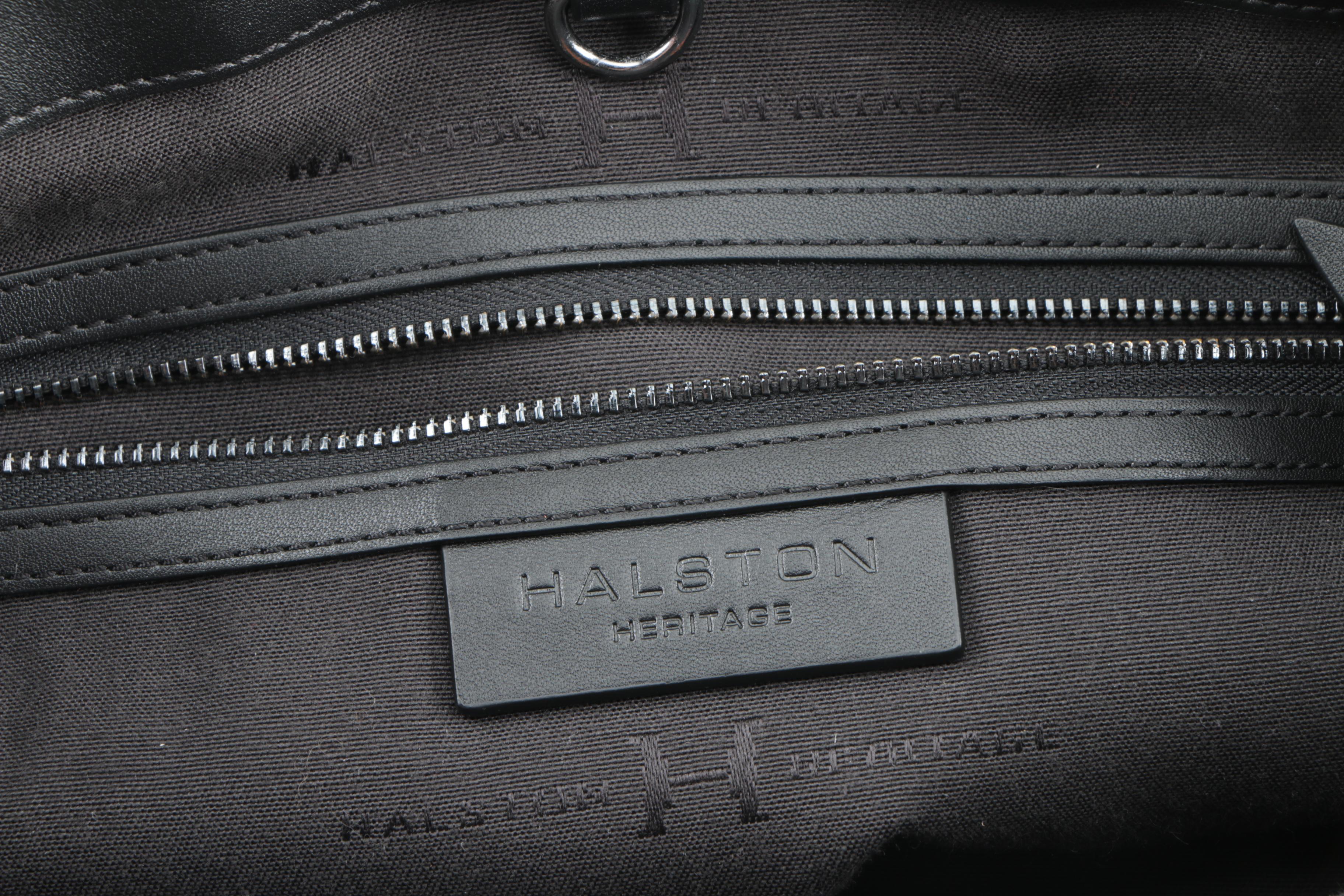 Halston Heritage Black Leather and Suede Tote Bag