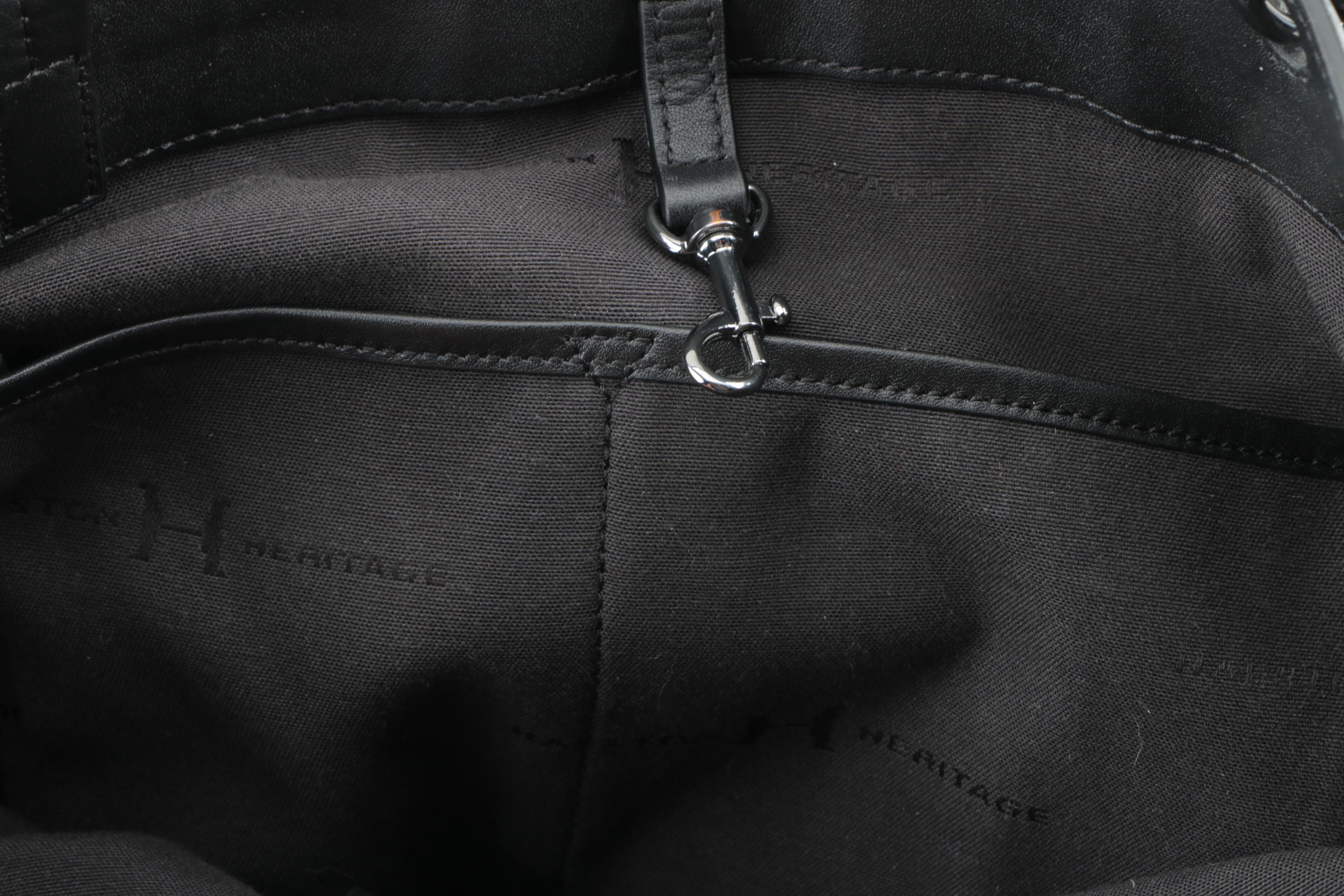 Halston Heritage Black Leather and Suede Tote Bag