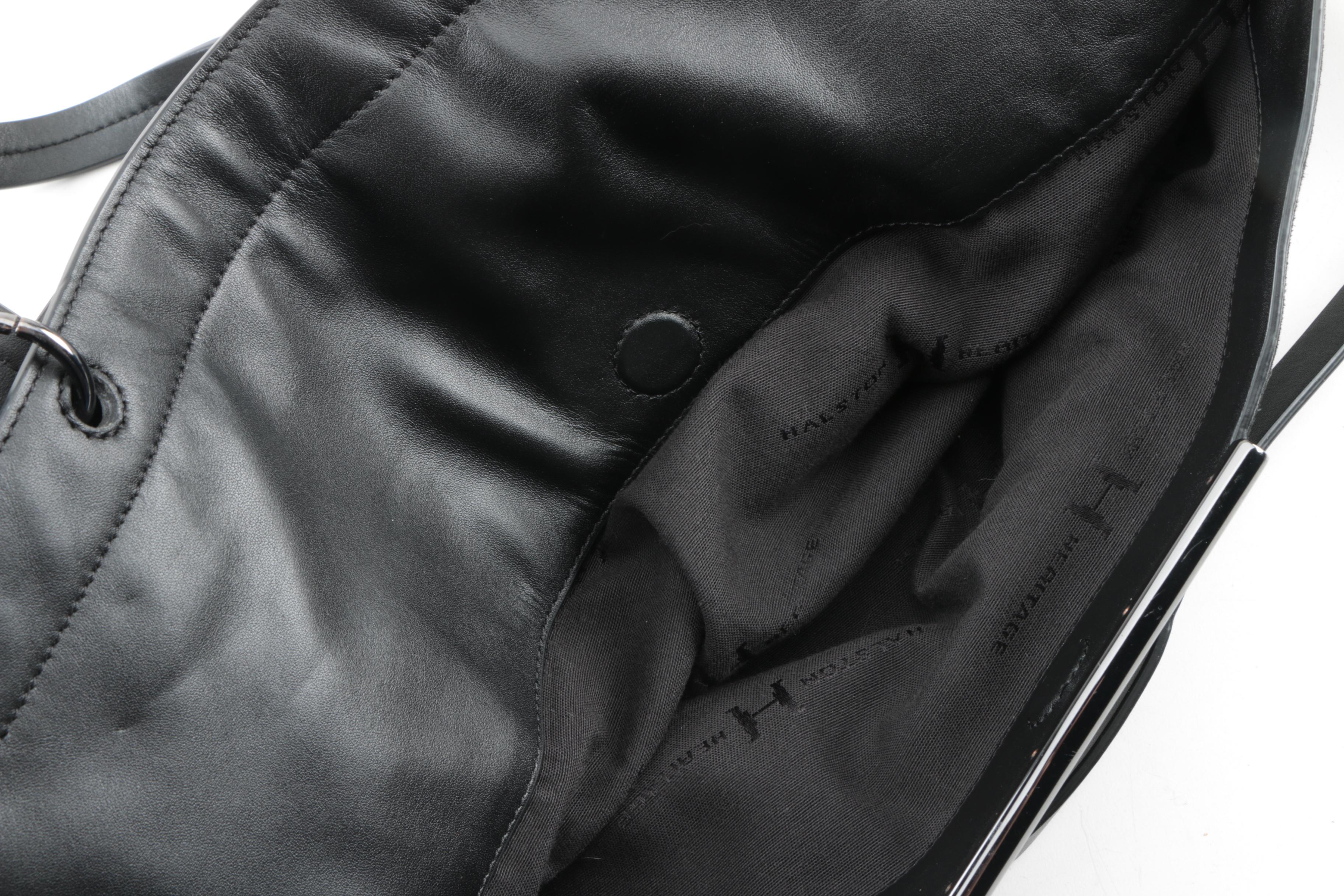 Halston Heritage Black Leather and Suede Tote Bag