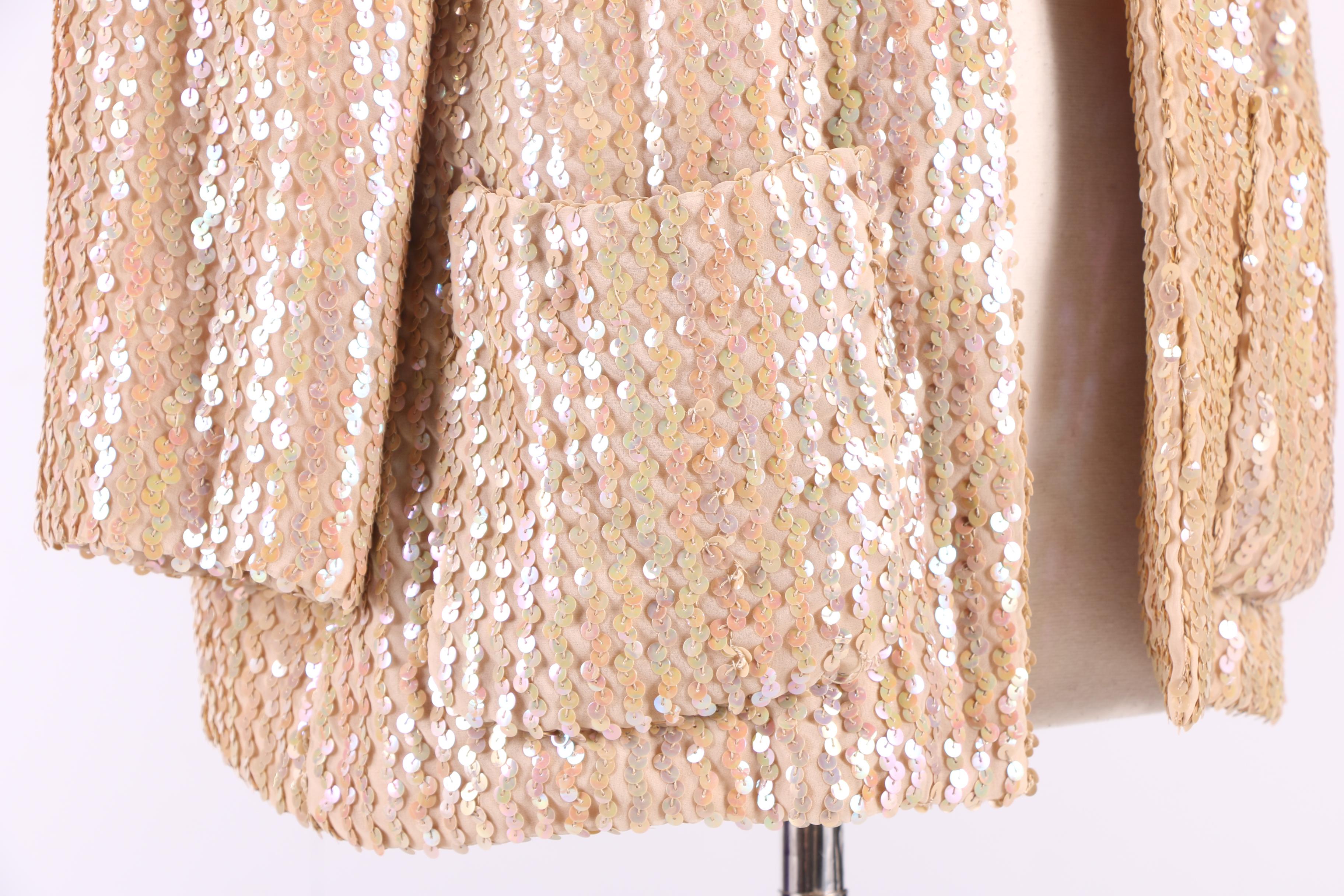 1970s Anthony Muto Silk Chiffon Dress and Victoria Royal Sequined Evening Gown