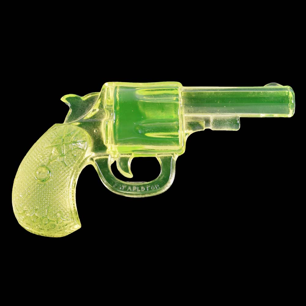 Vaseline Art Glass Revolver Attributed to Westmoreland