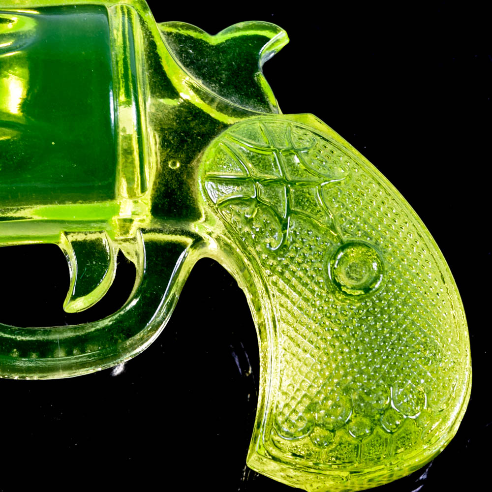 Vaseline Art Glass Revolver Attributed to Westmoreland