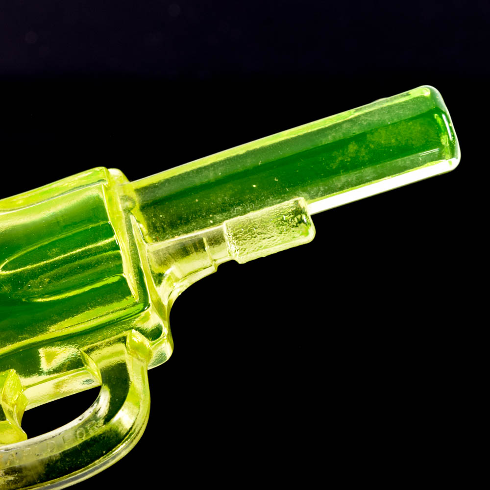 Vaseline Art Glass Revolver Attributed to Westmoreland