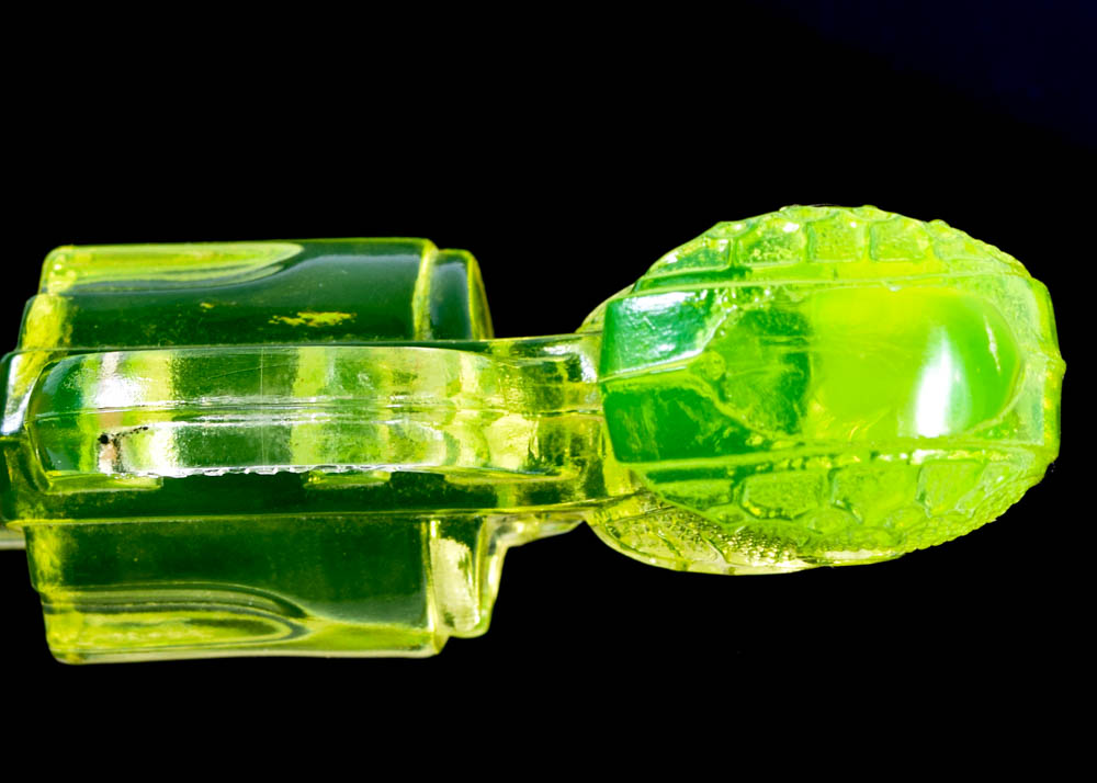 Vaseline Art Glass Revolver Attributed to Westmoreland