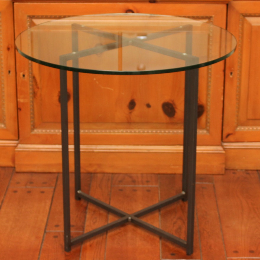 Contemporary Glass and Metal Side Table