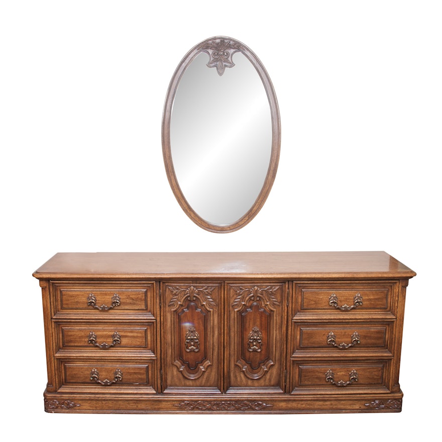 Vintage Louis XV Style Dresser and Mirror by American of Martinsville