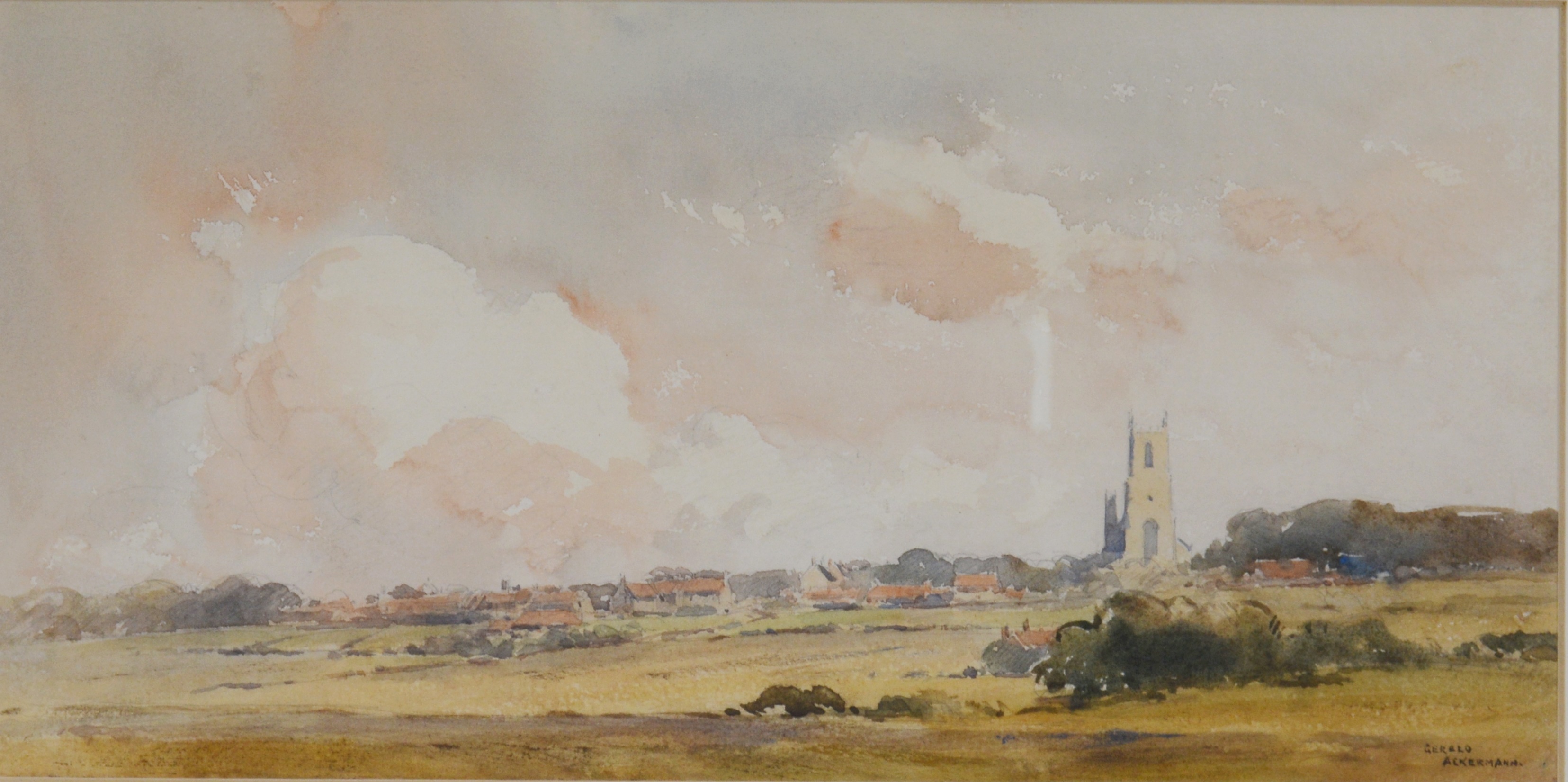 Gerald Ackermann Original Watercolor of Landscape