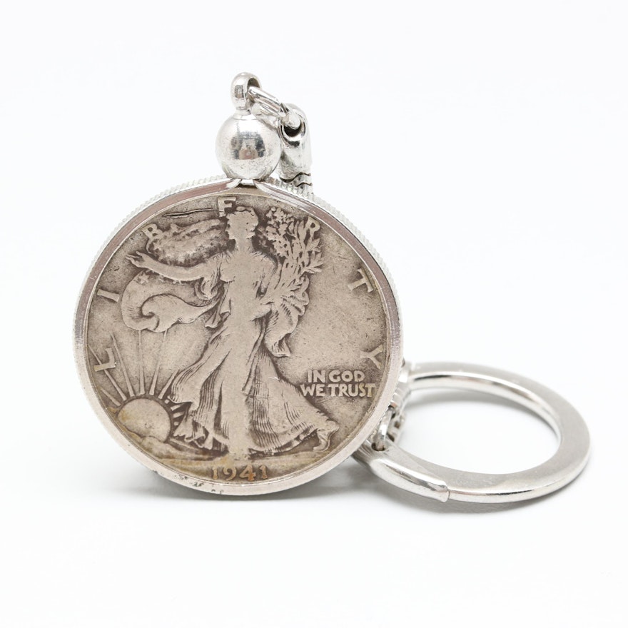 1941-S Walking Liberty Silver Half Dollar Keychain
