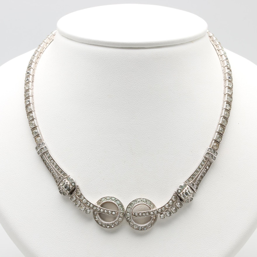 Edward O. Otis Circa 1930s Art Deco Sterling Silver Foilback Necklace