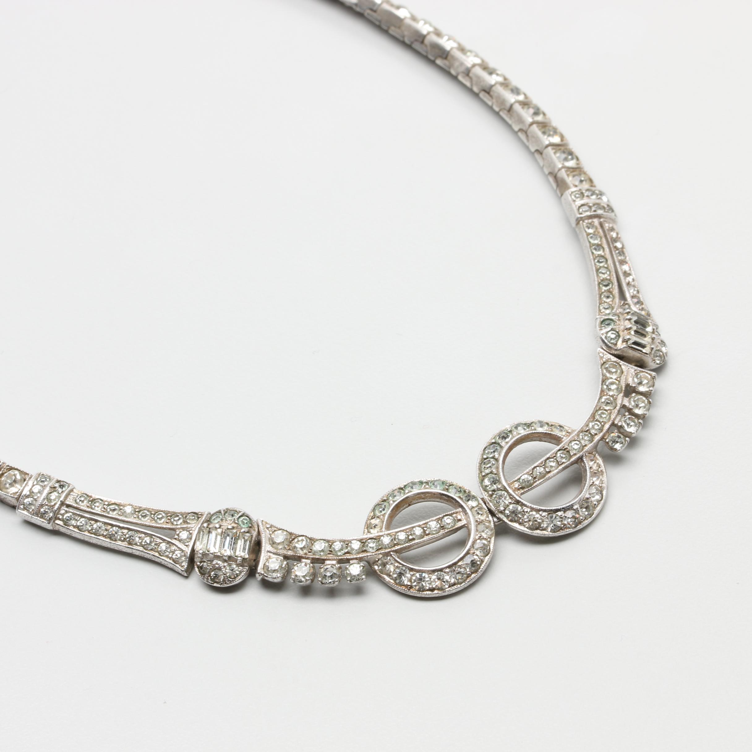 Edward O. Otis Circa 1930s Art Deco Sterling Silver Foilback Necklace