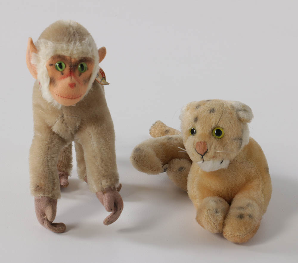 Vintage Steiff "Coco" Baboon and R. Dakin Leopard Stuffed Animals