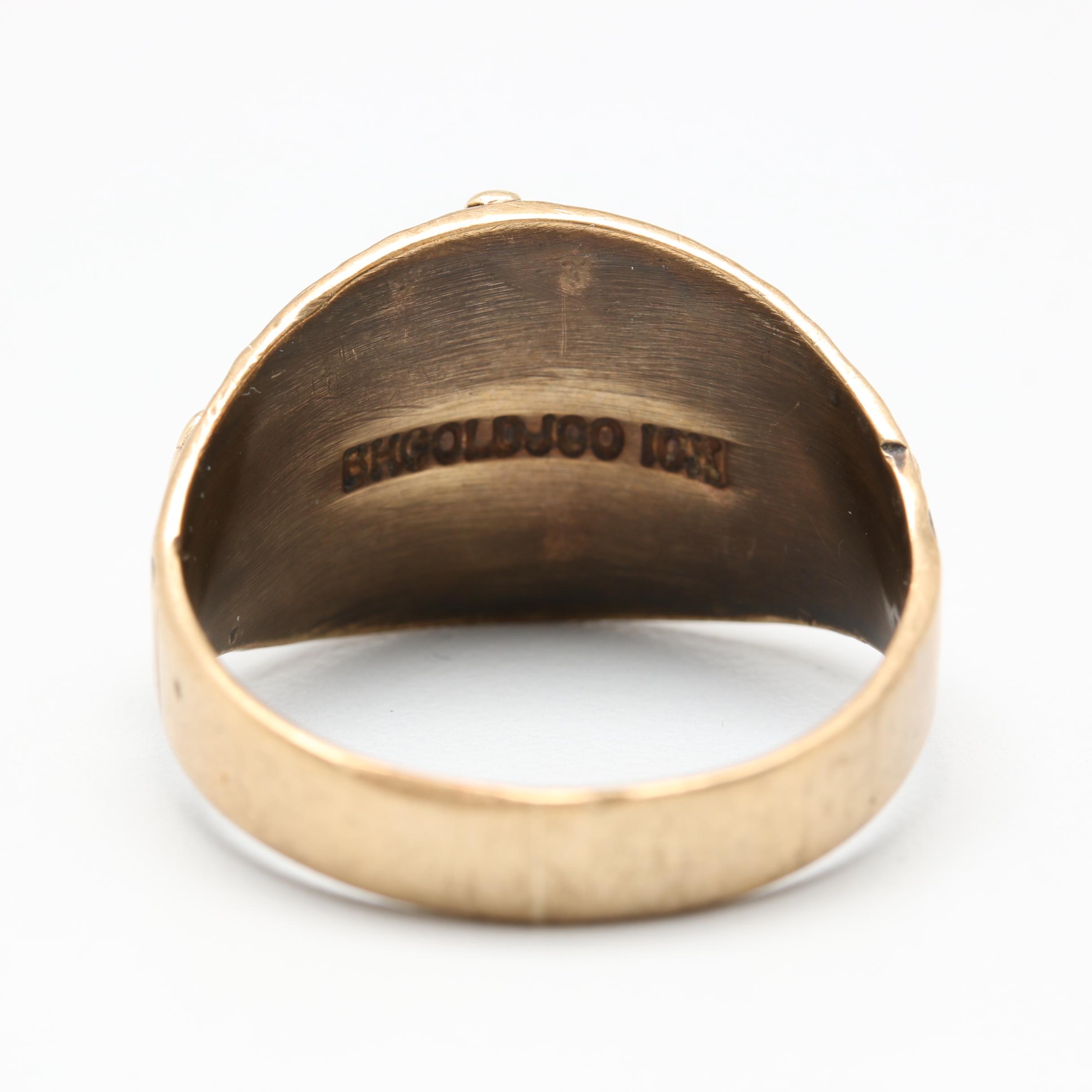 Black Hills 10K Yellow Gold Ring With Rose and White Gold Accents