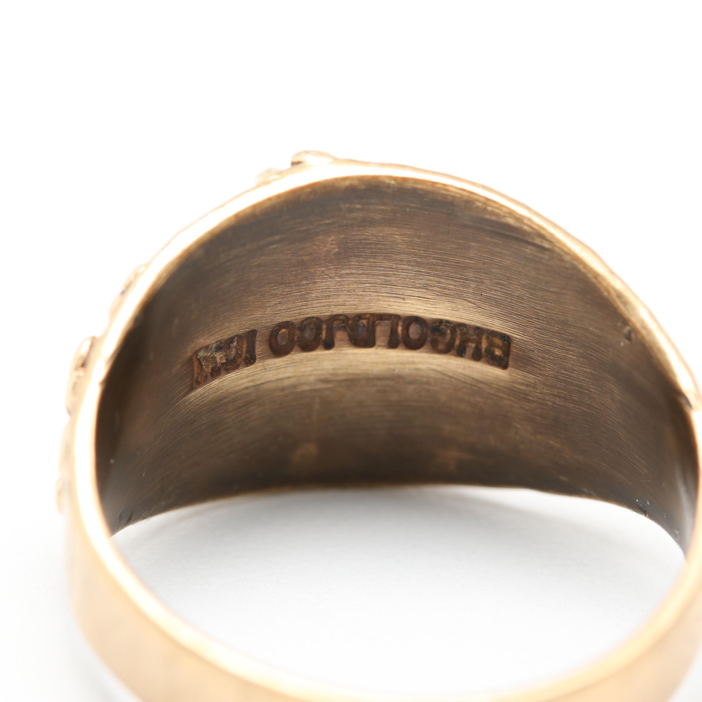 Black Hills 10K Yellow Gold Ring With Rose and White Gold Accents