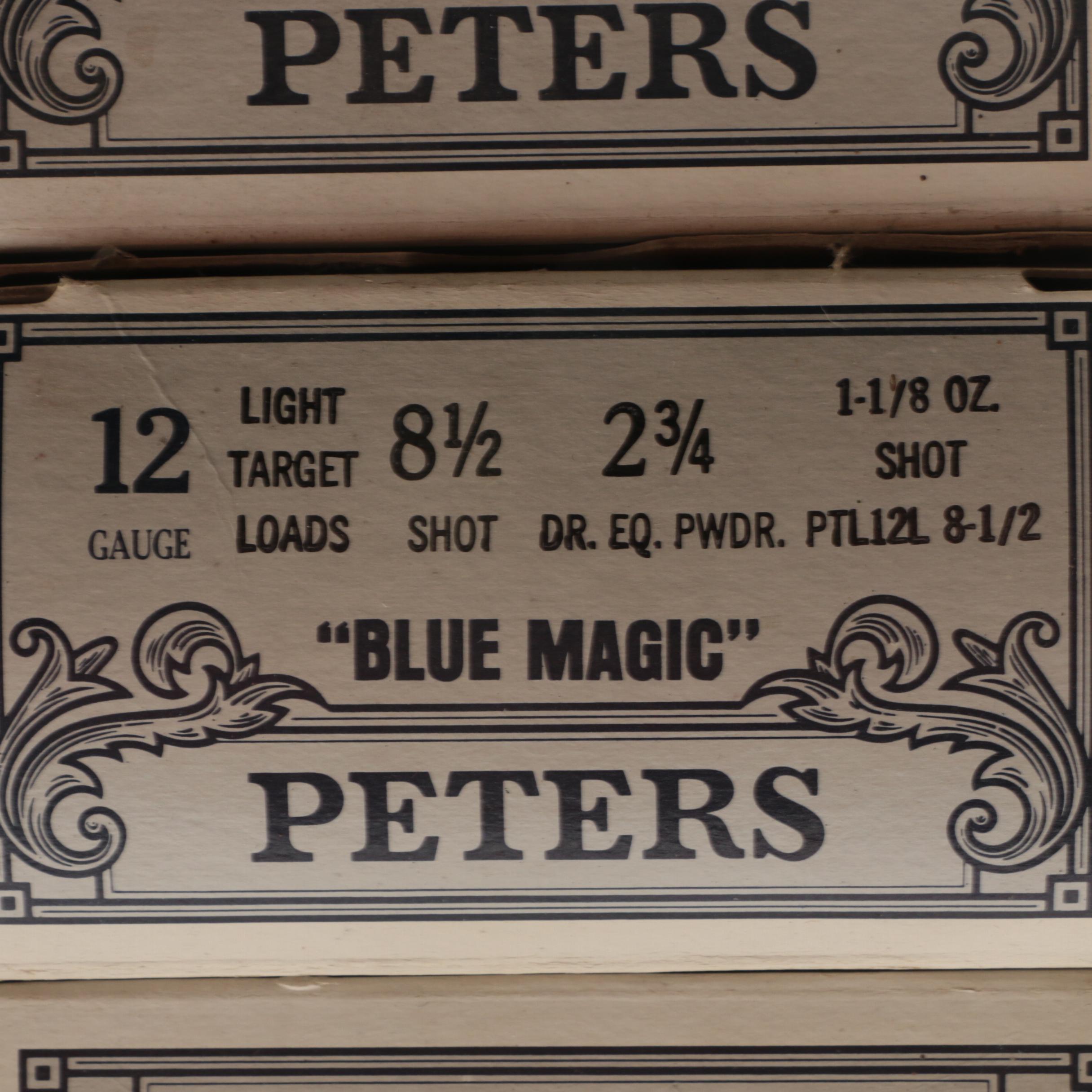Box of Empty Peters "Blue Magic" Shotgun Shell Boxes