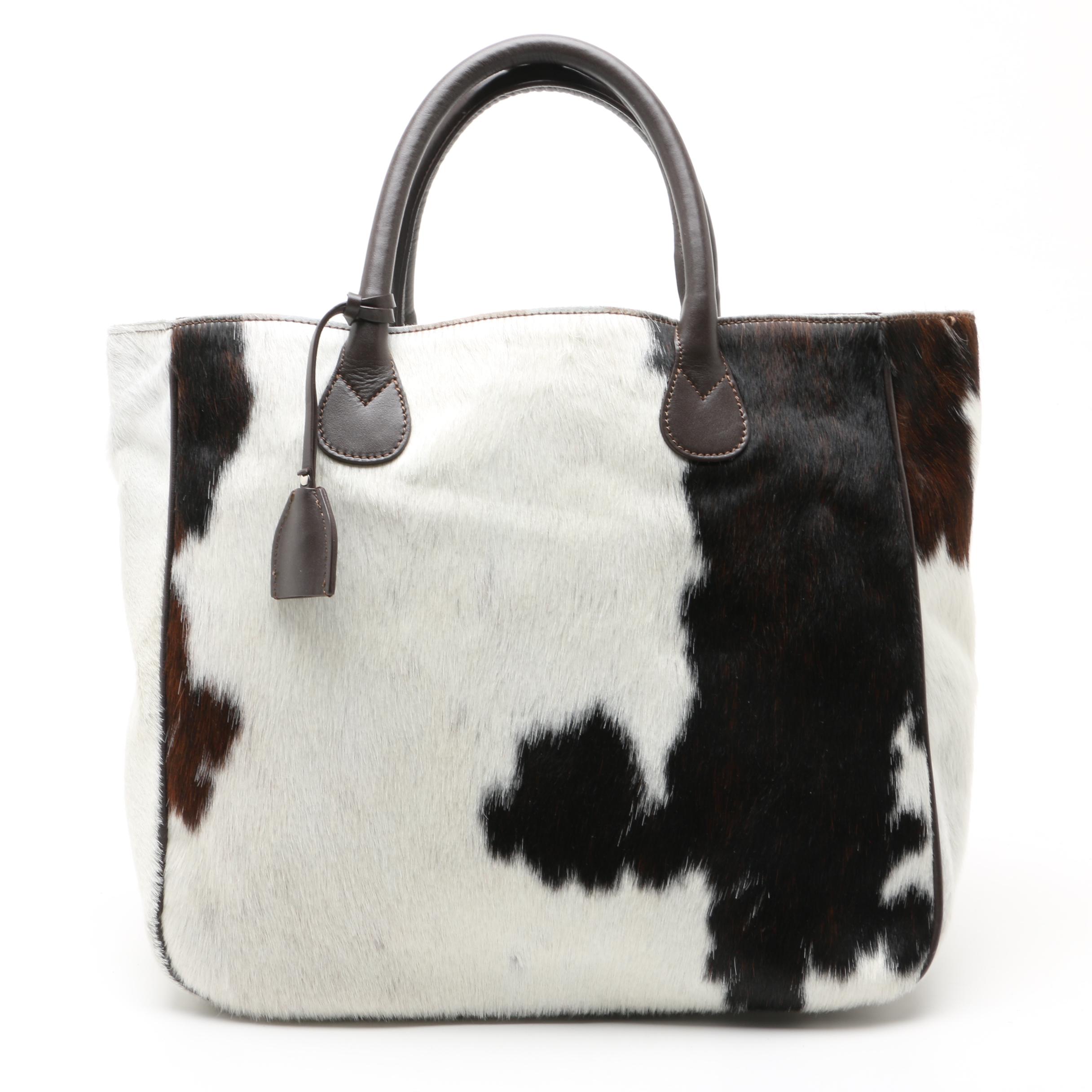 Mark and Graham Italian Leather and Pony Hair Tote Bag