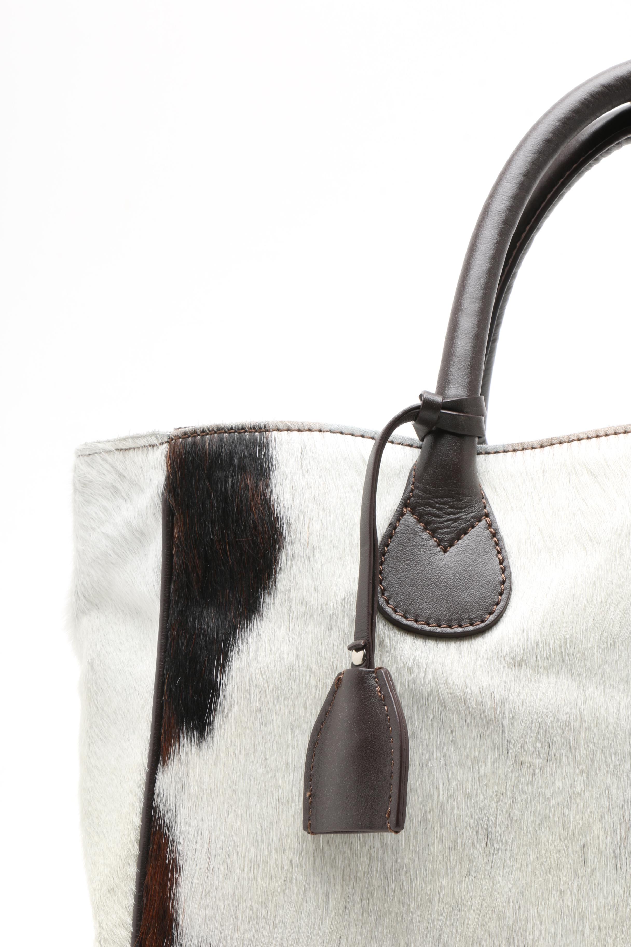 Mark and Graham Italian Leather and Pony Hair Tote Bag