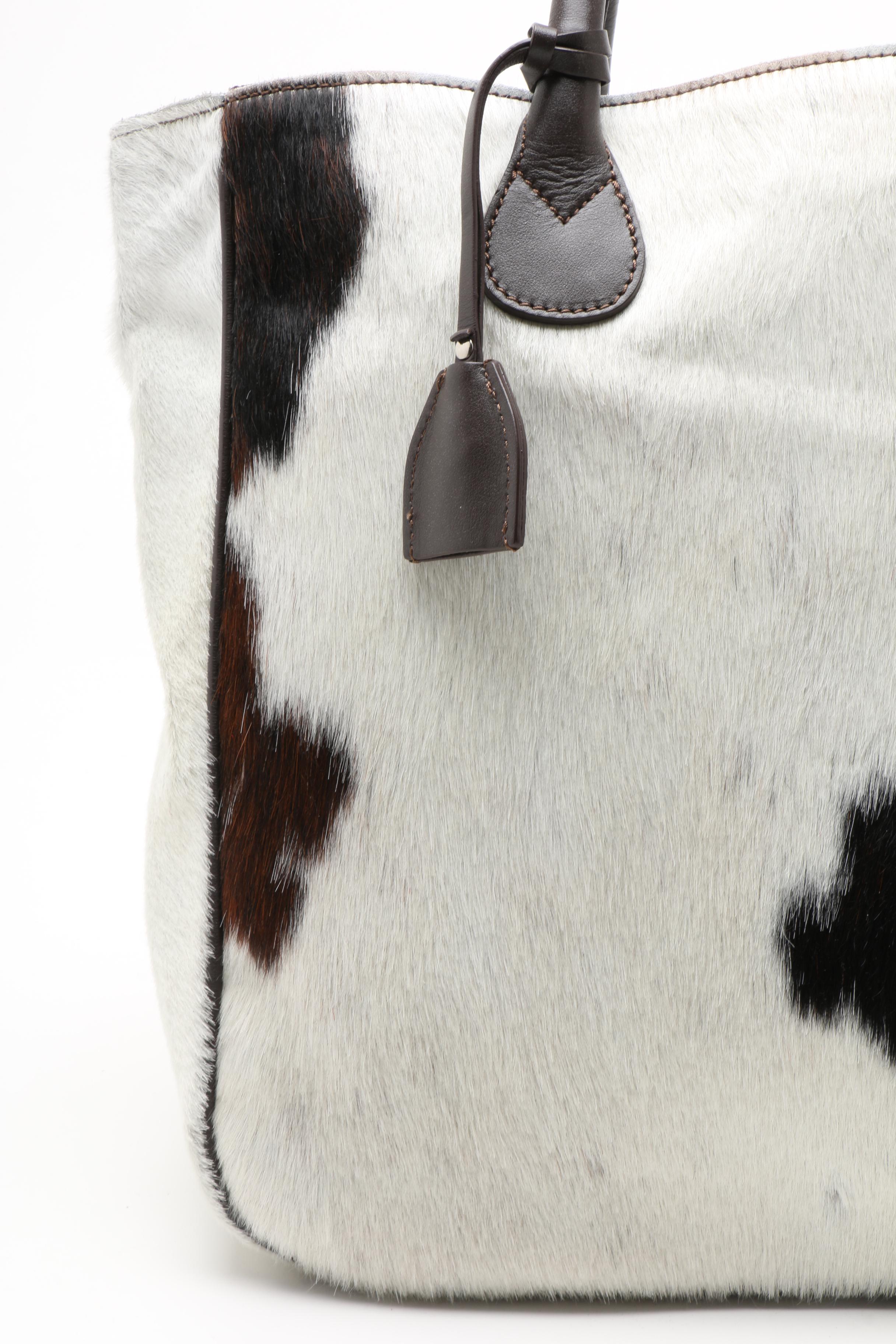 Mark and Graham Italian Leather and Pony Hair Tote Bag