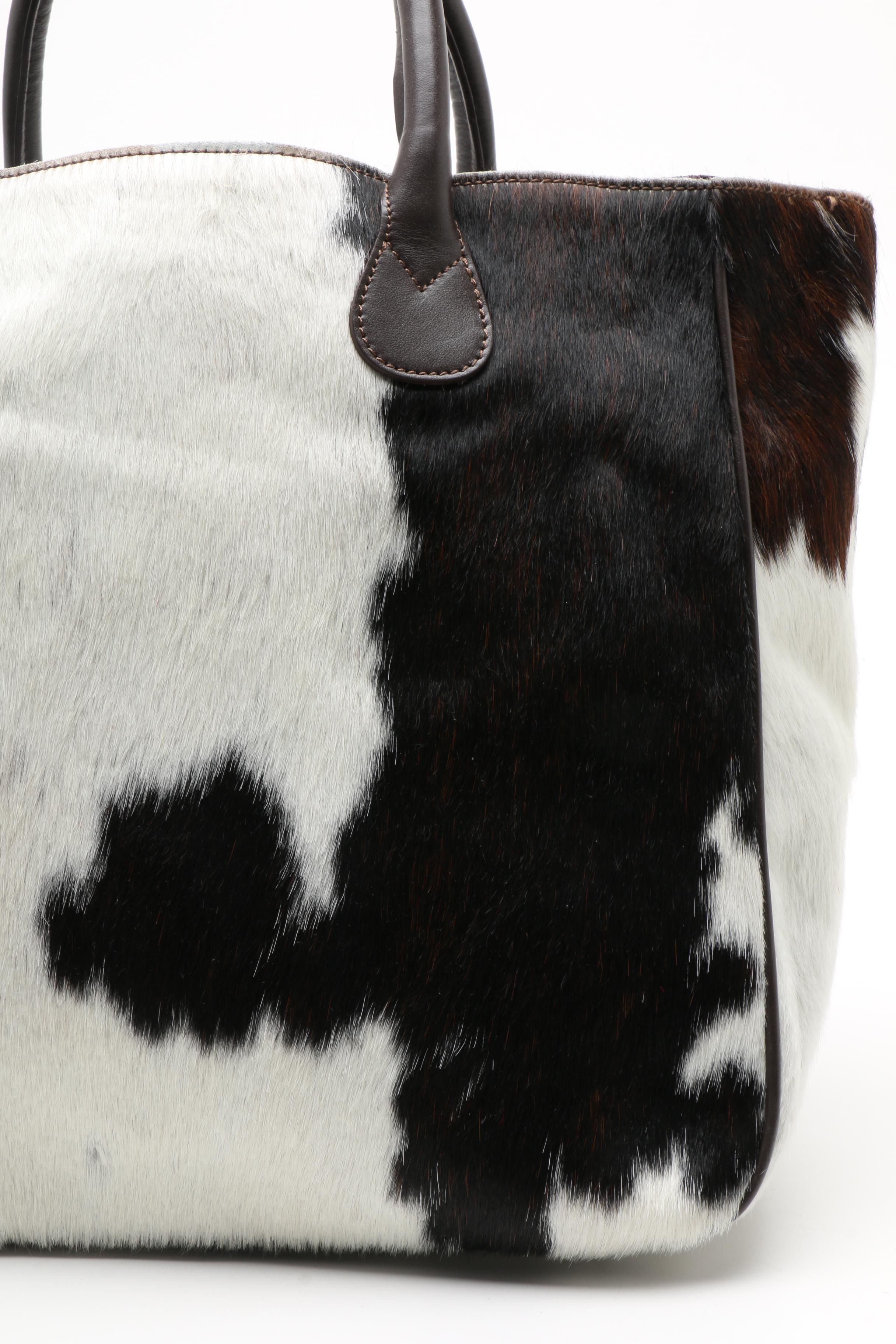 Mark and Graham Italian Leather and Pony Hair Tote Bag