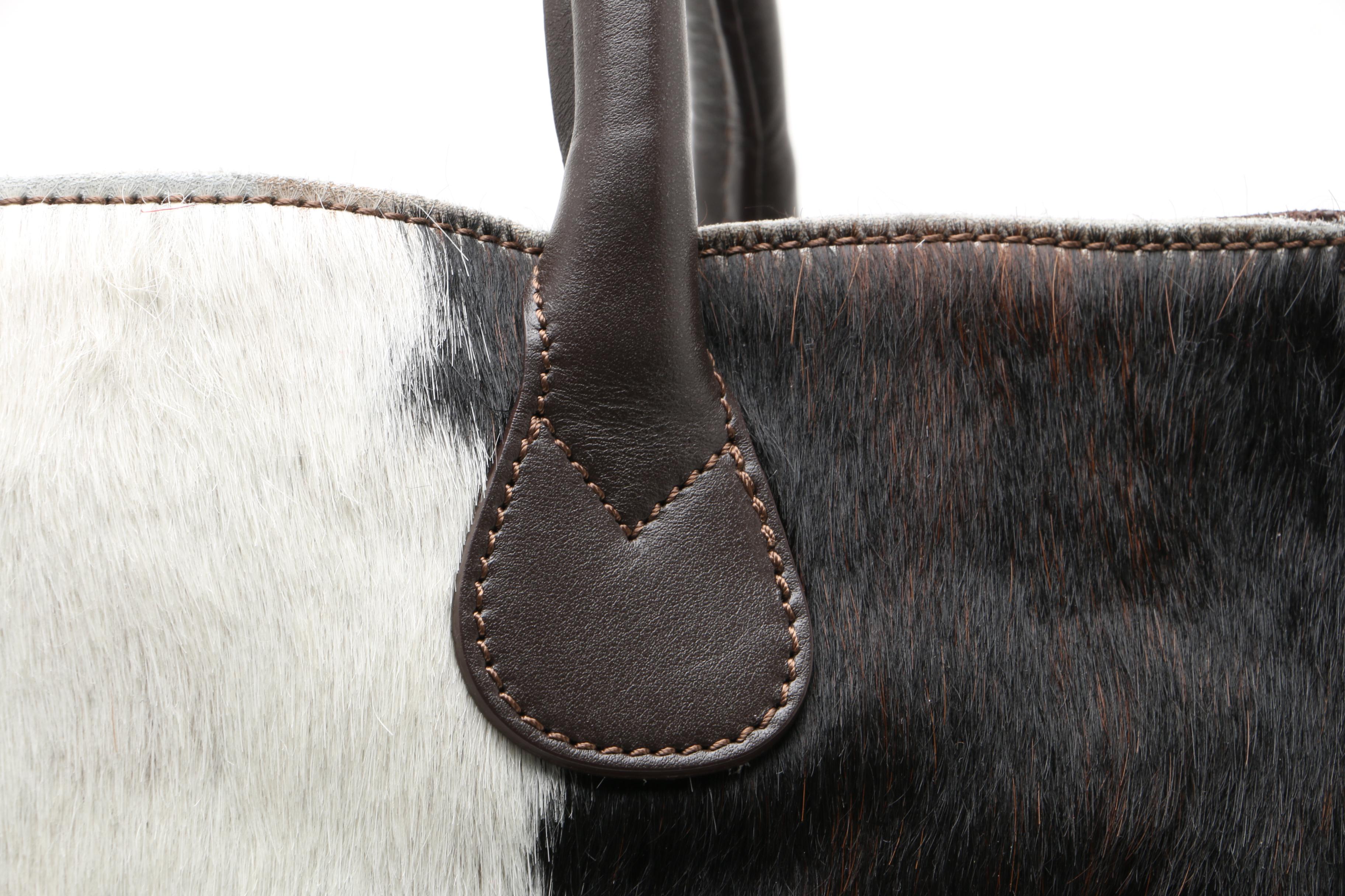 Mark and Graham Italian Leather and Pony Hair Tote Bag