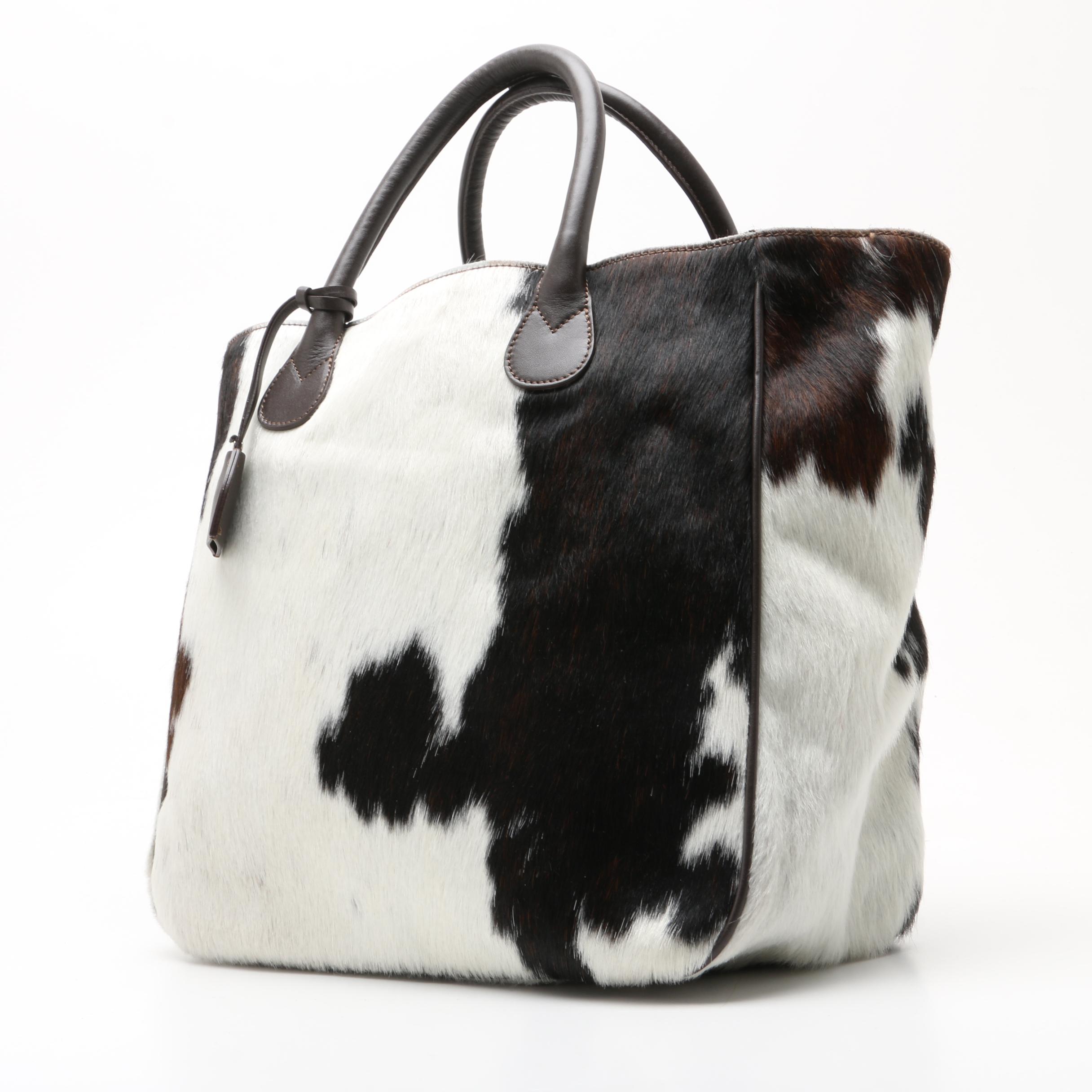 Mark and Graham Italian Leather and Pony Hair Tote Bag