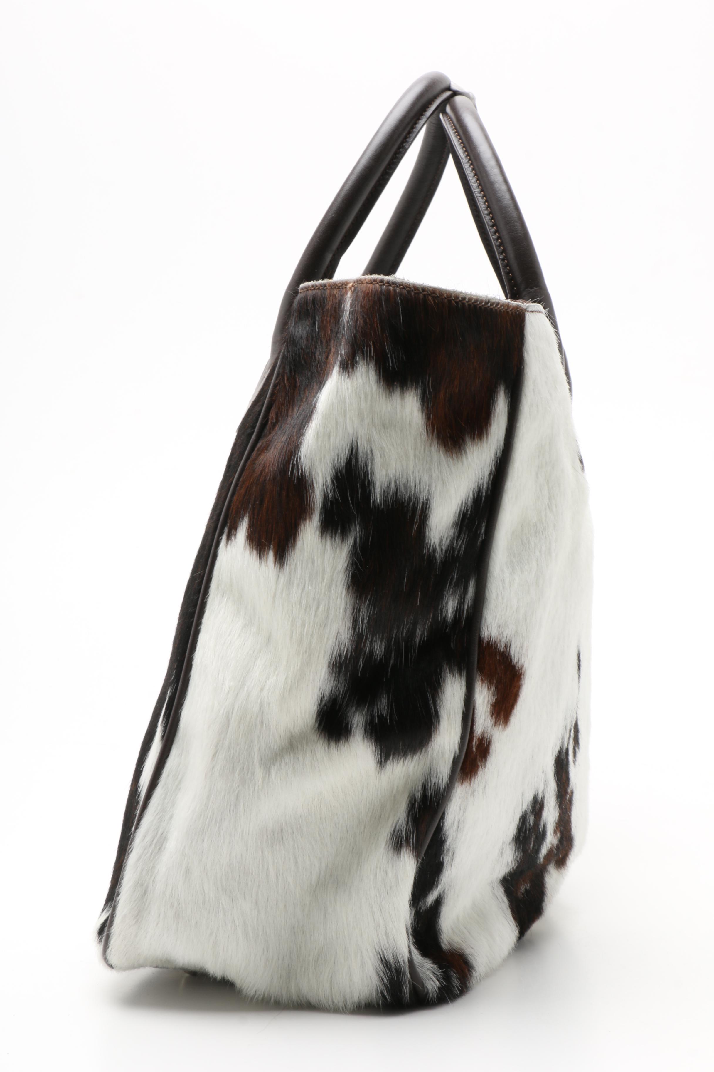 Mark and Graham Italian Leather and Pony Hair Tote Bag