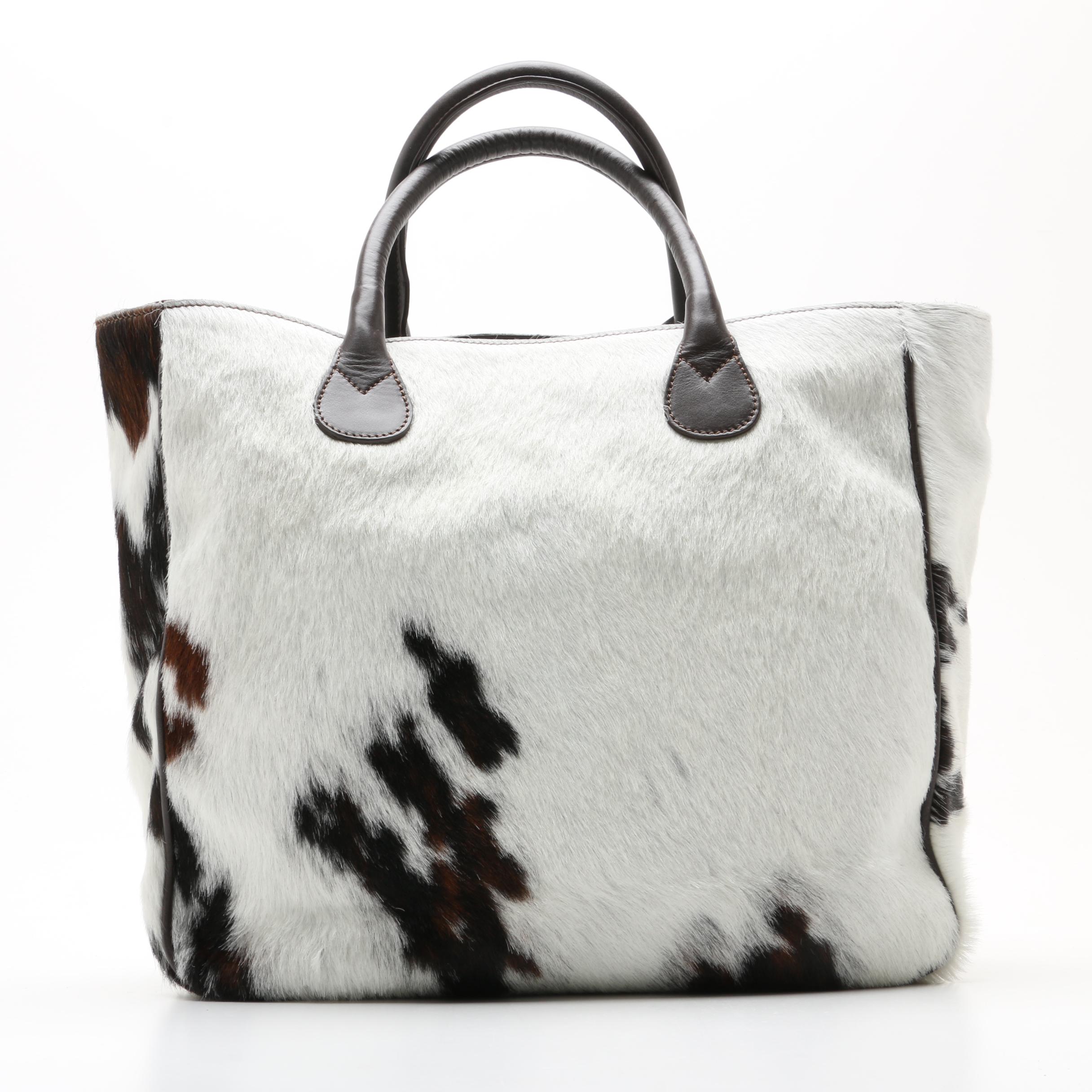 Mark and Graham Italian Leather and Pony Hair Tote Bag