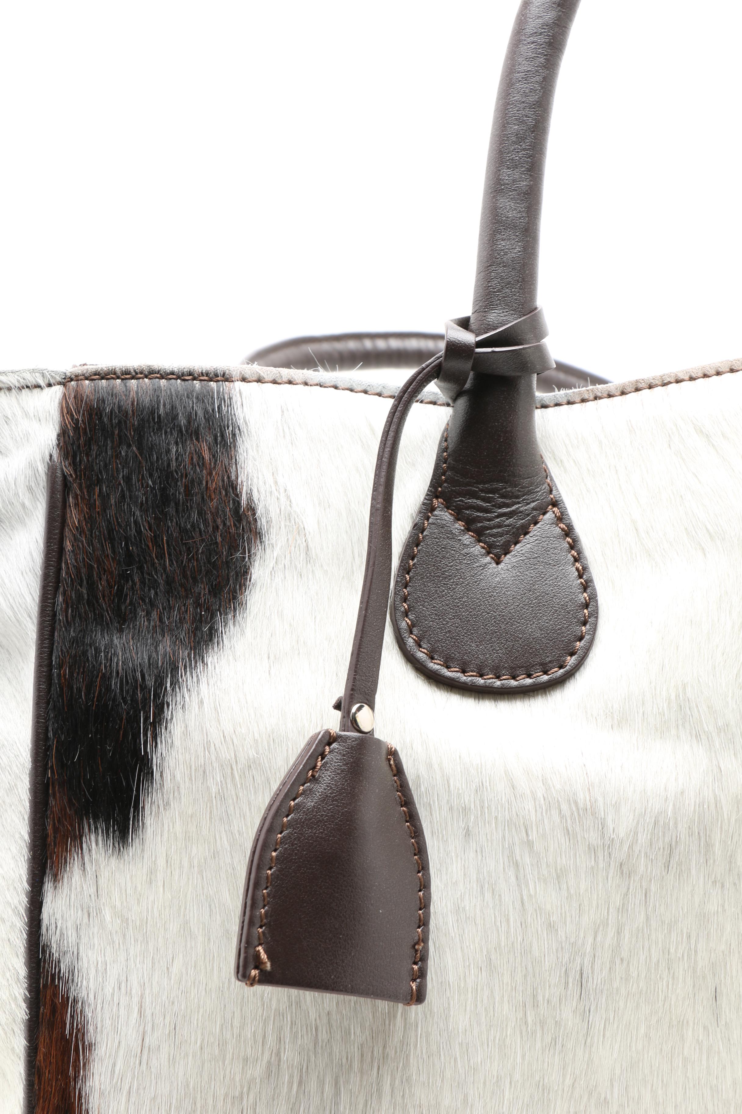 Mark and Graham Italian Leather and Pony Hair Tote Bag