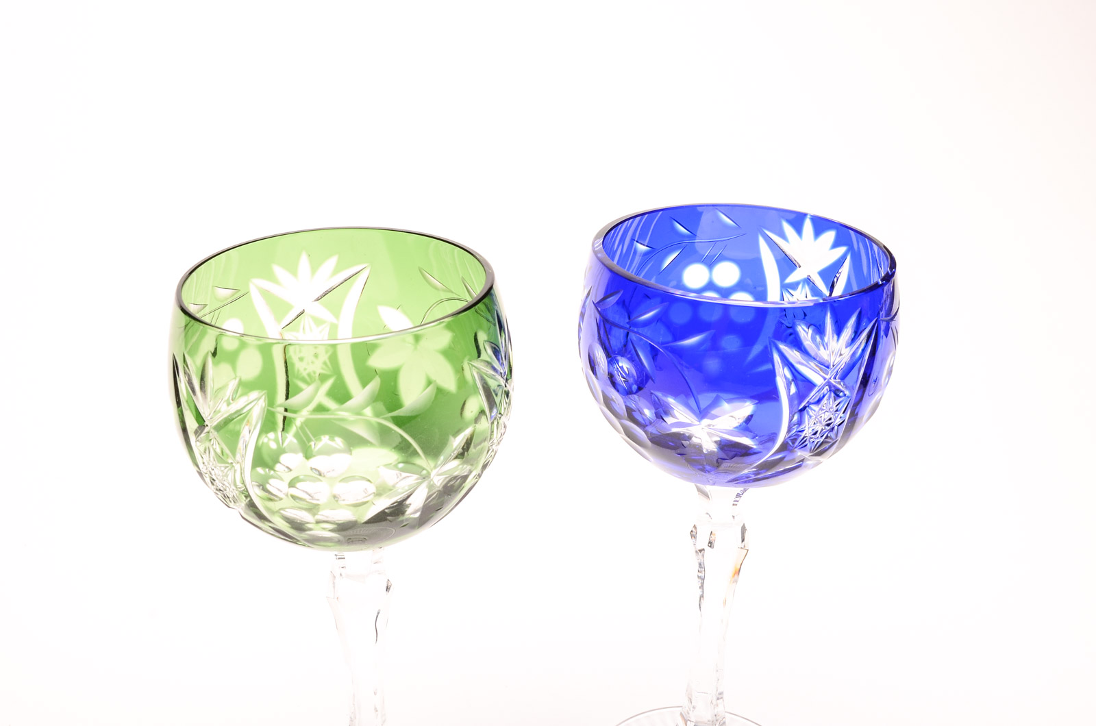 Bohemian Cased Cut to Clear Crystal Hock Wine Glasses