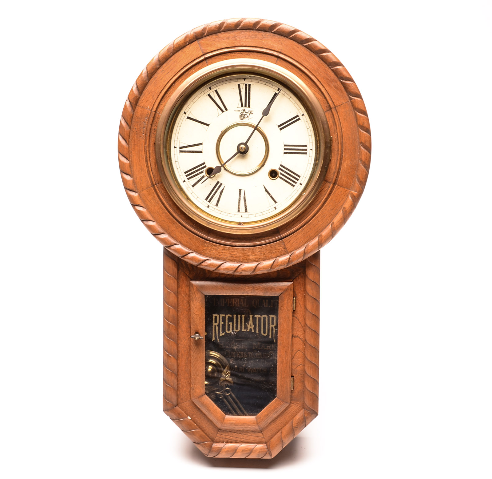 Vintage Japanese Regulator Wall Clock by the Owari Clock Co.