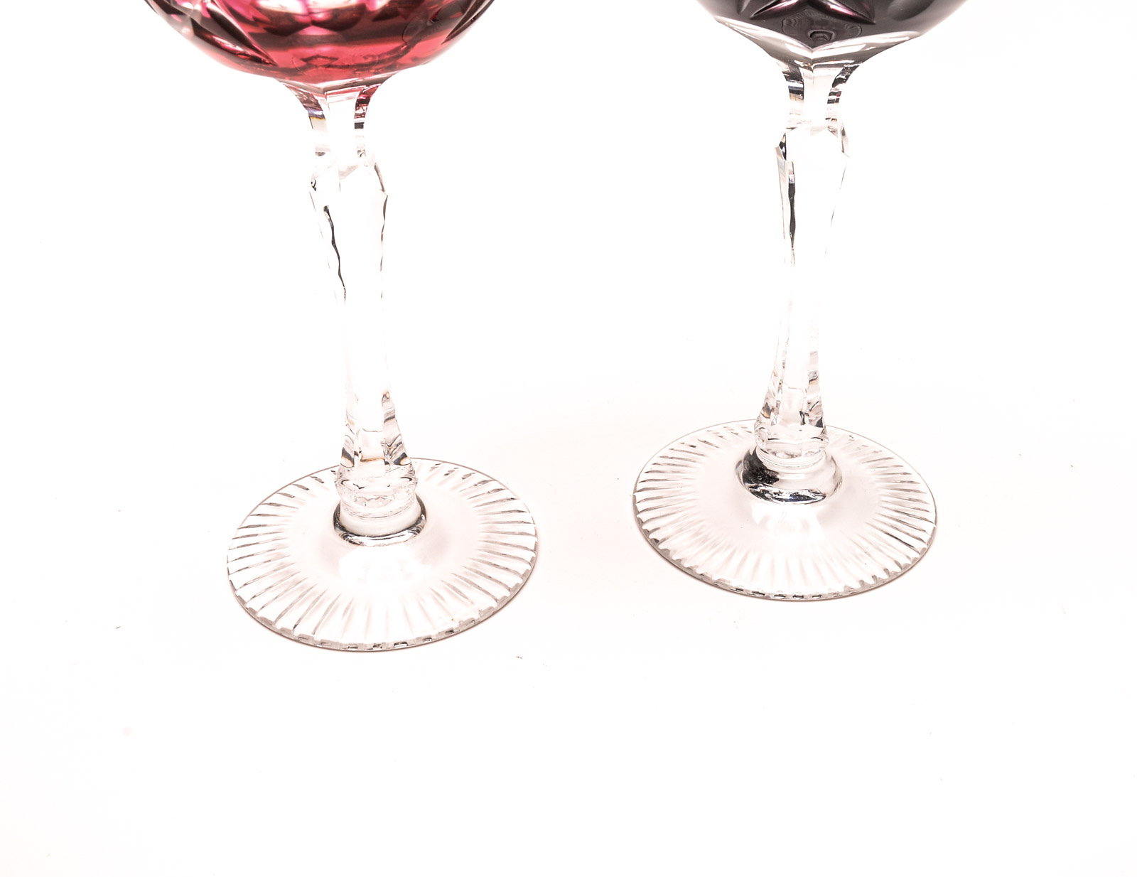 Bohemian Cased Cut to Clear Crystal Hock Wine Glasses