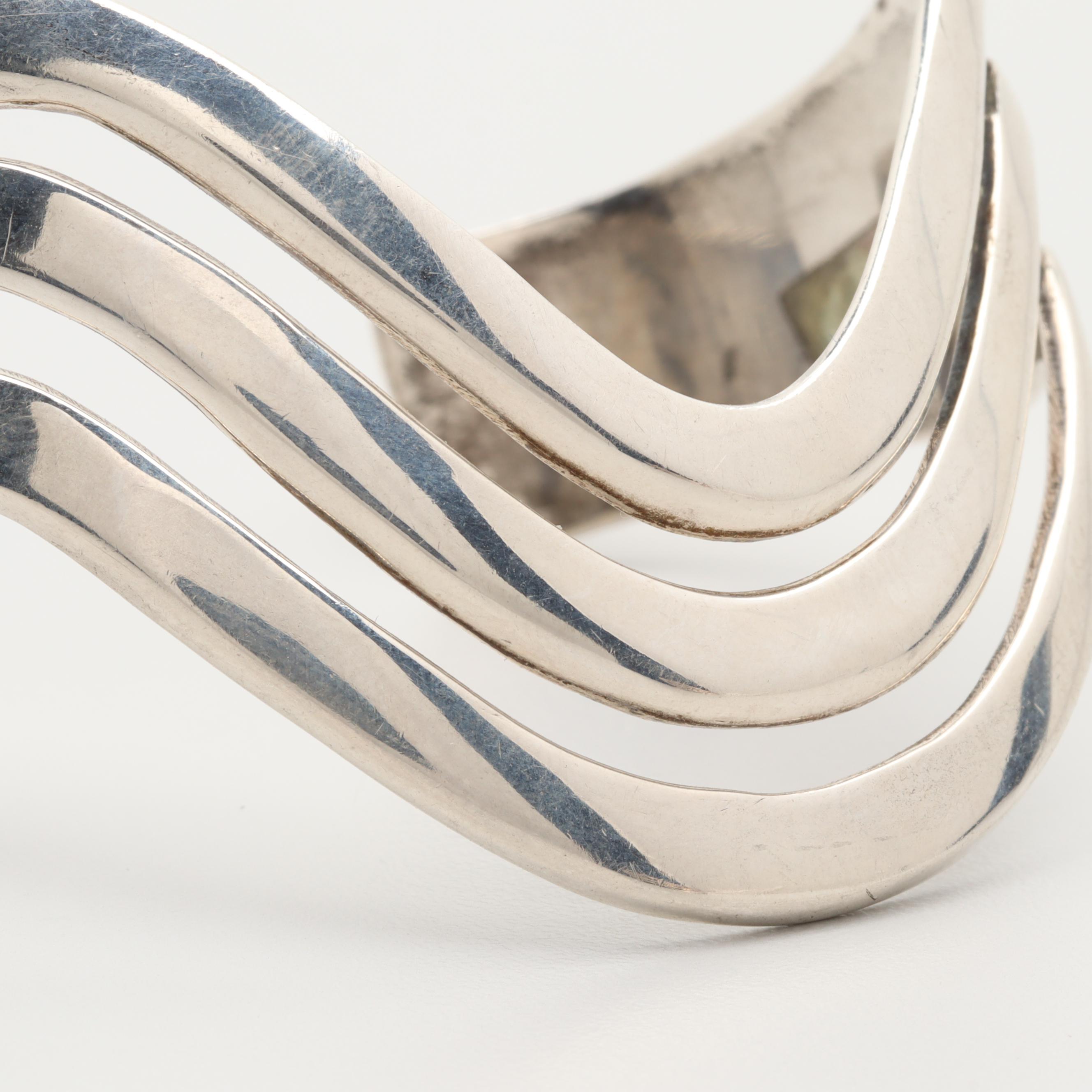 Taxco Mexico Sterling Silver Variscite Cuff Bracelets