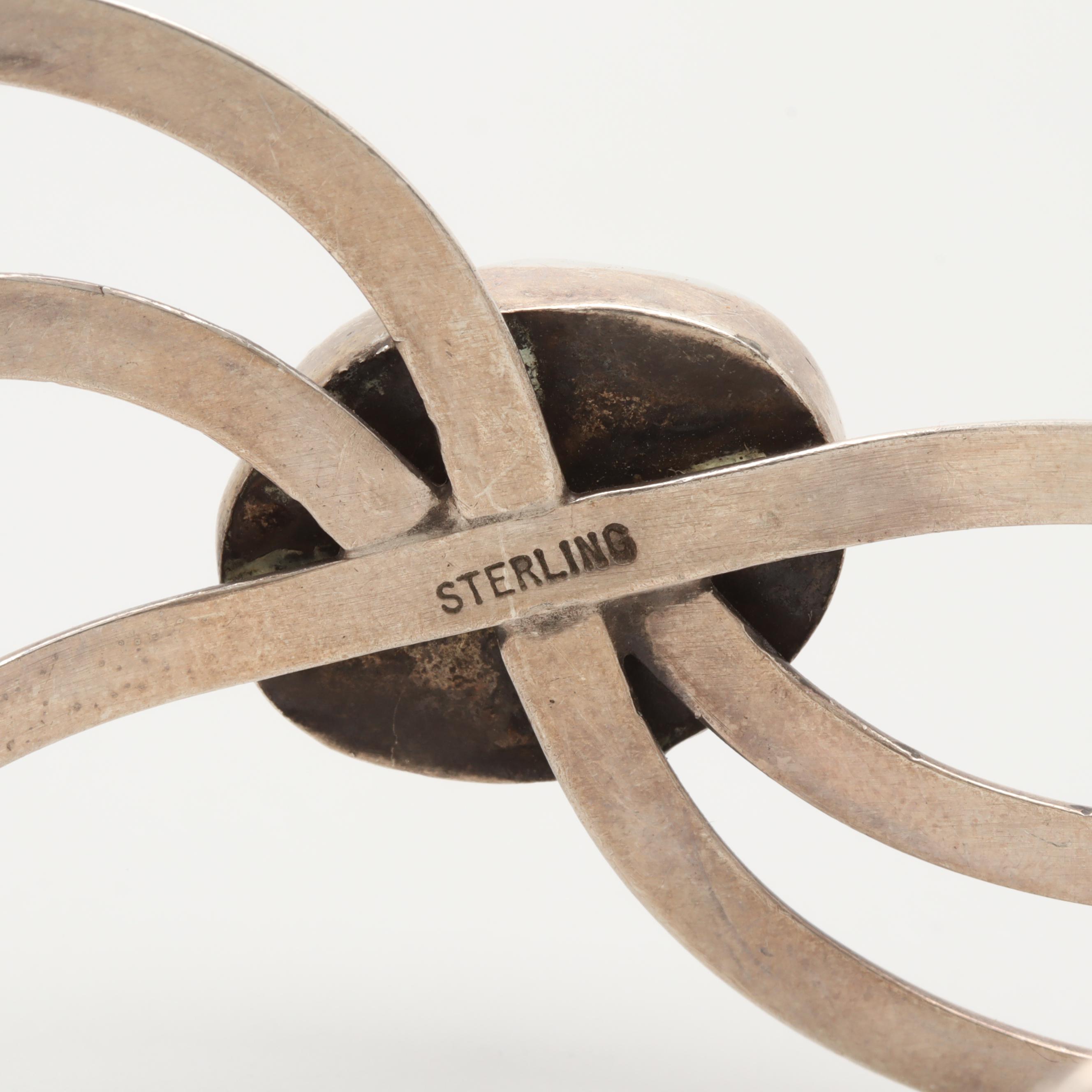 Taxco Mexico Sterling Silver Variscite Cuff Bracelets